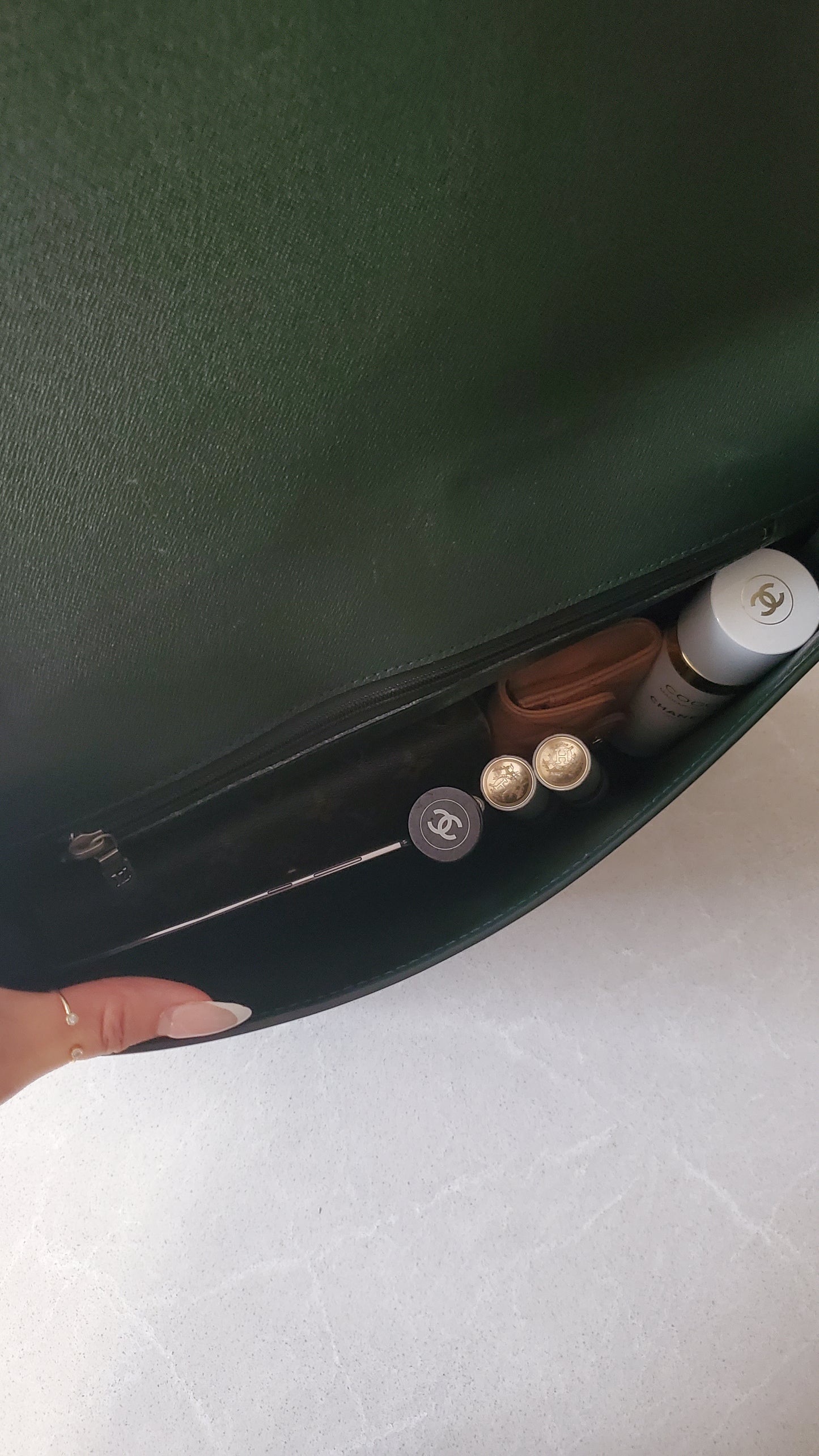 Authentic Vintage Louis Vuitton (Dark Green) Upcycle Large Purse on Chains