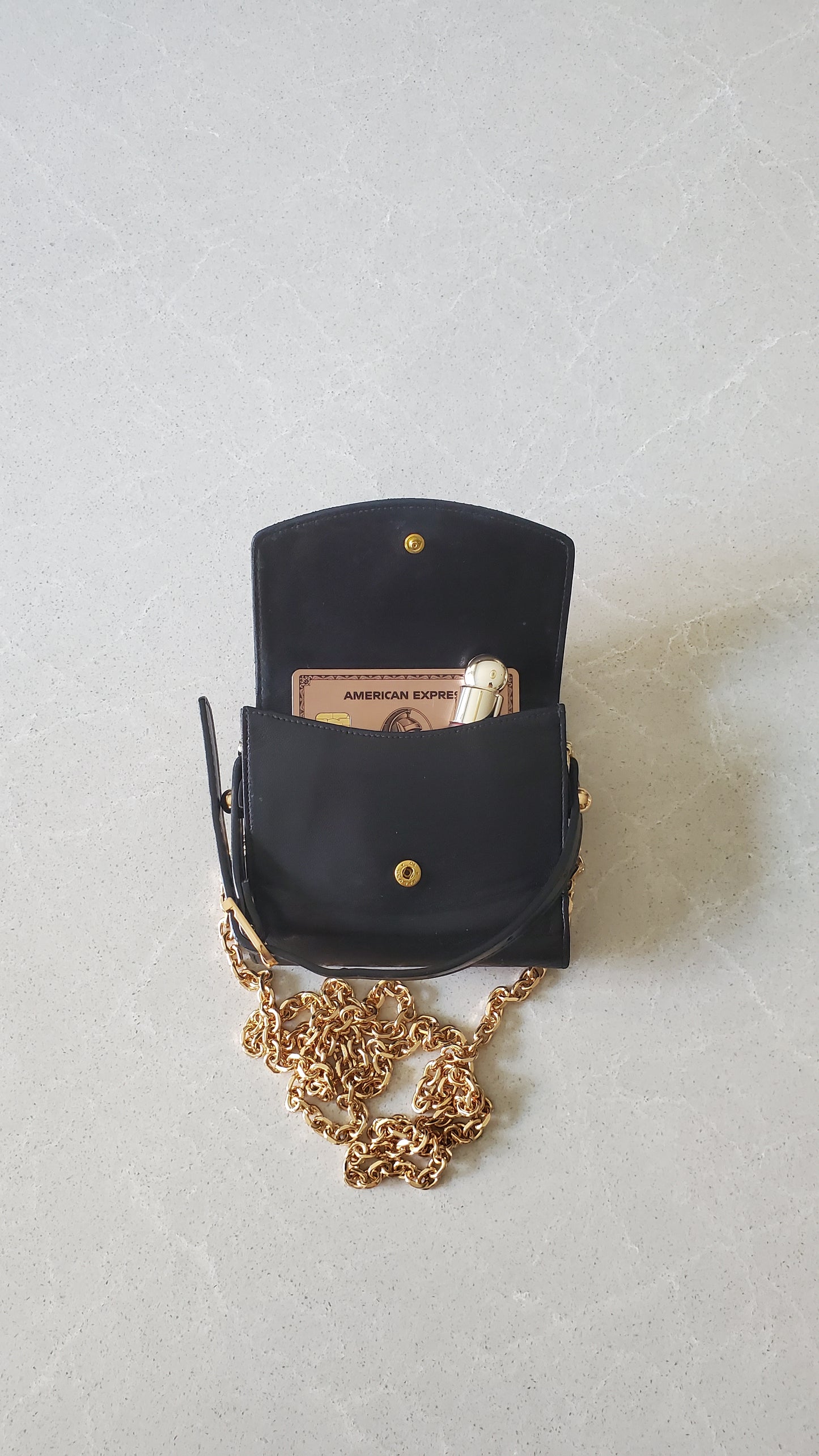 Authentic Chanel Upcycle Small Black Wallet with Strap & Chain