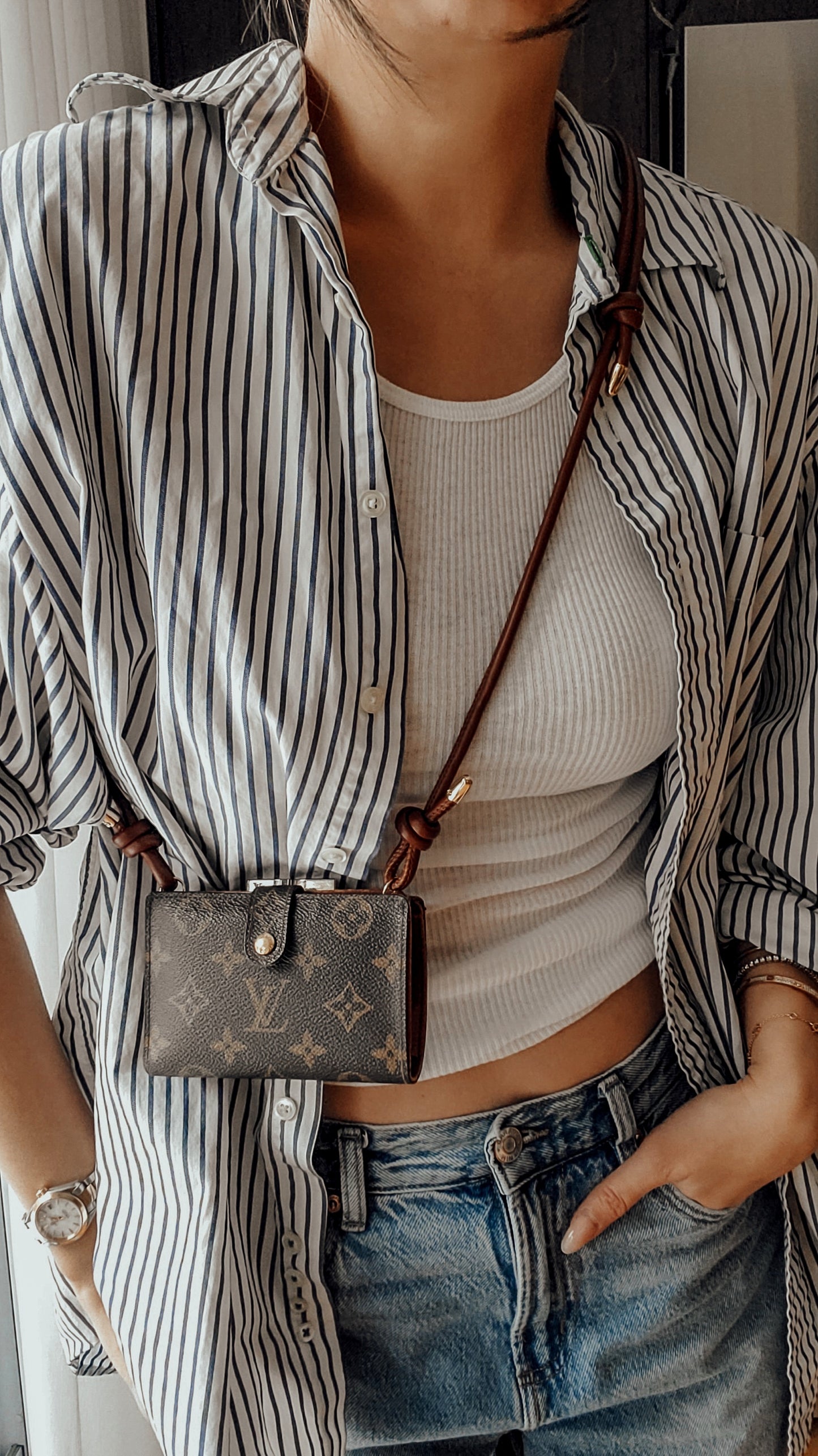 Authentic Vintage Louis Vuitton Upcycle Small Compact Wallet with Strap