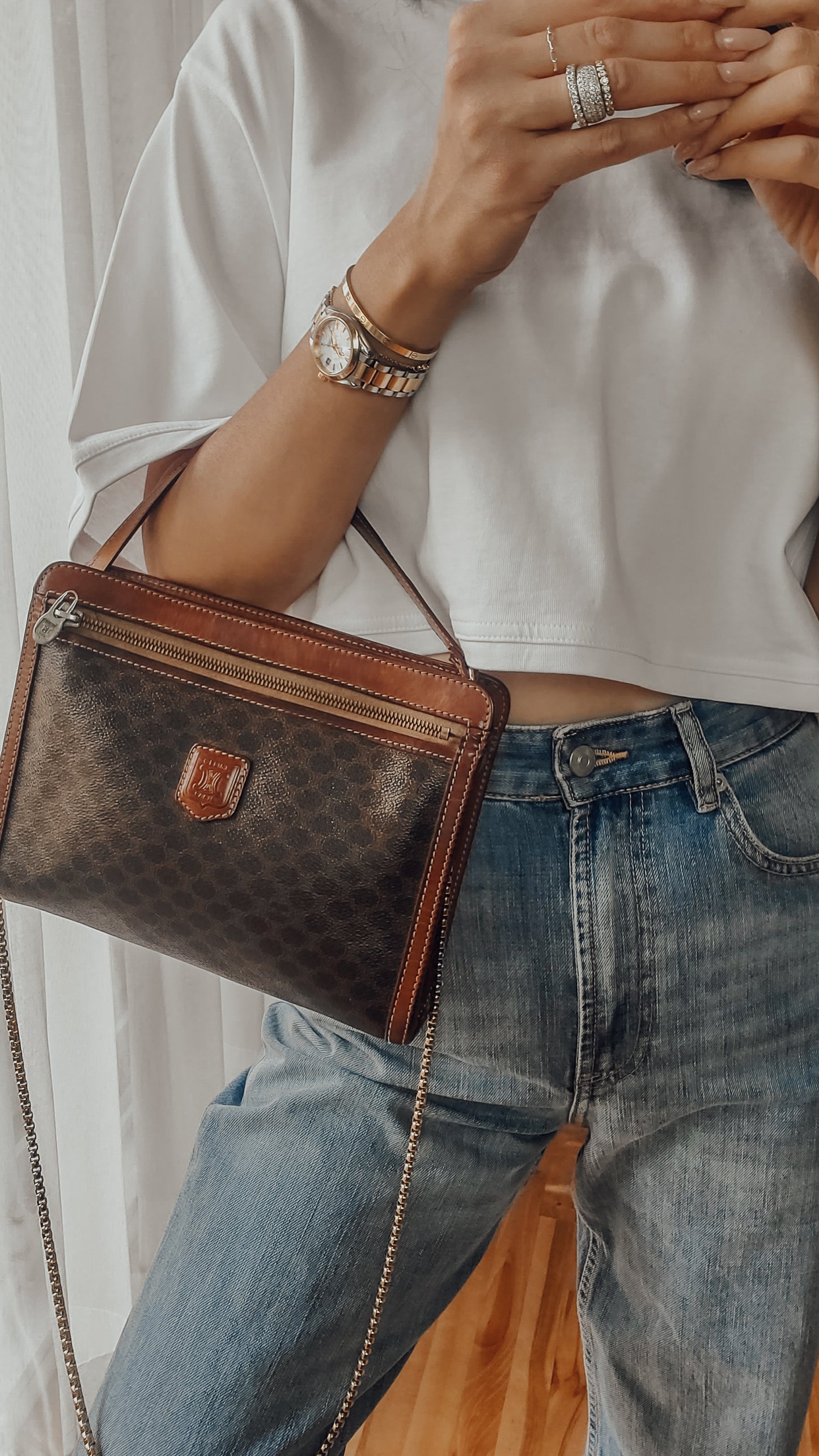Authentic Vintage Celine Upcycle Purse (with Single Handle Strap)