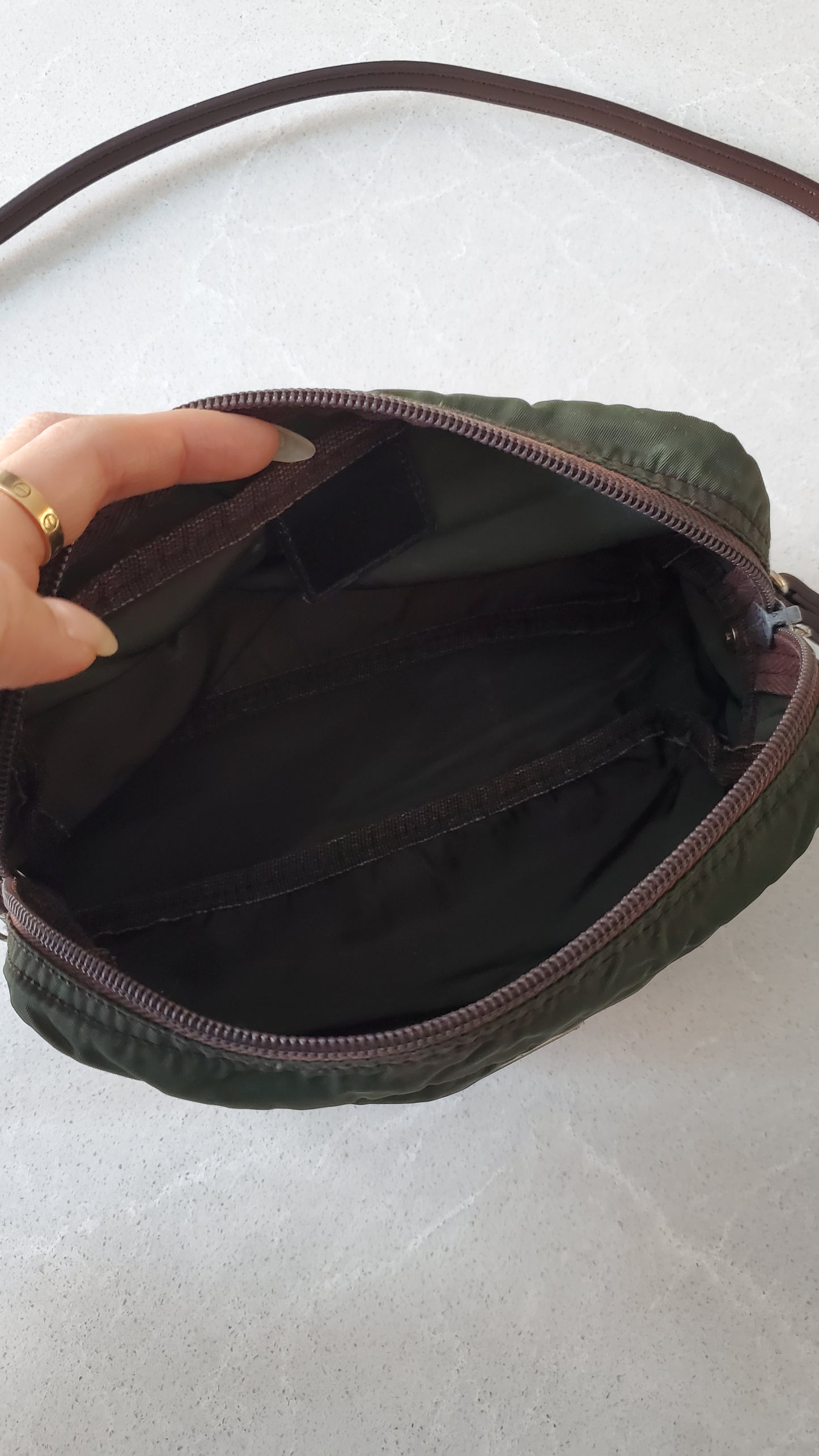 Authentic Prada (Green) Upcycle Nylon Pouch with Strap