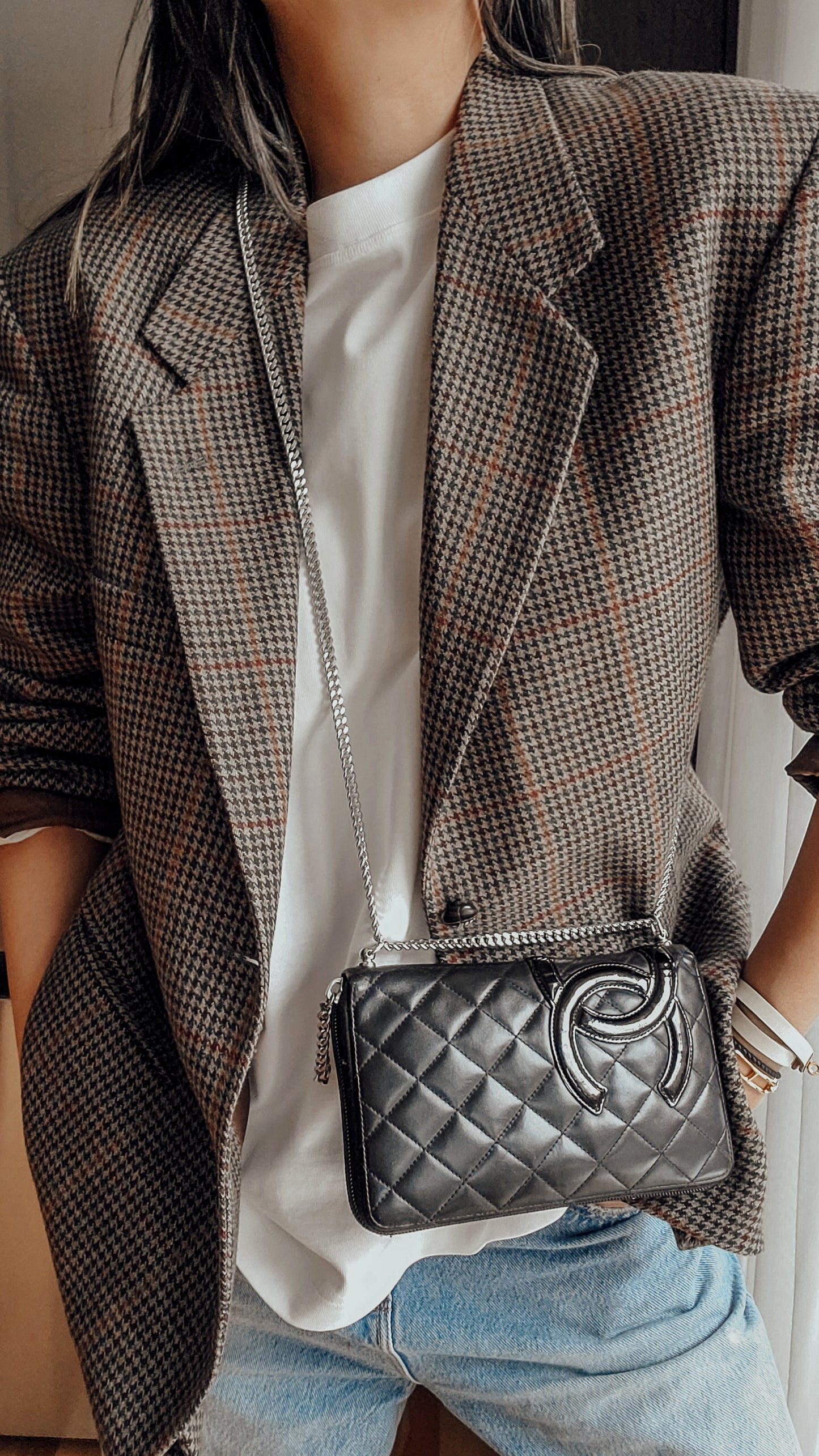 Authentic Vintage Chanel Upcycle Large Zip Wallet on Chain