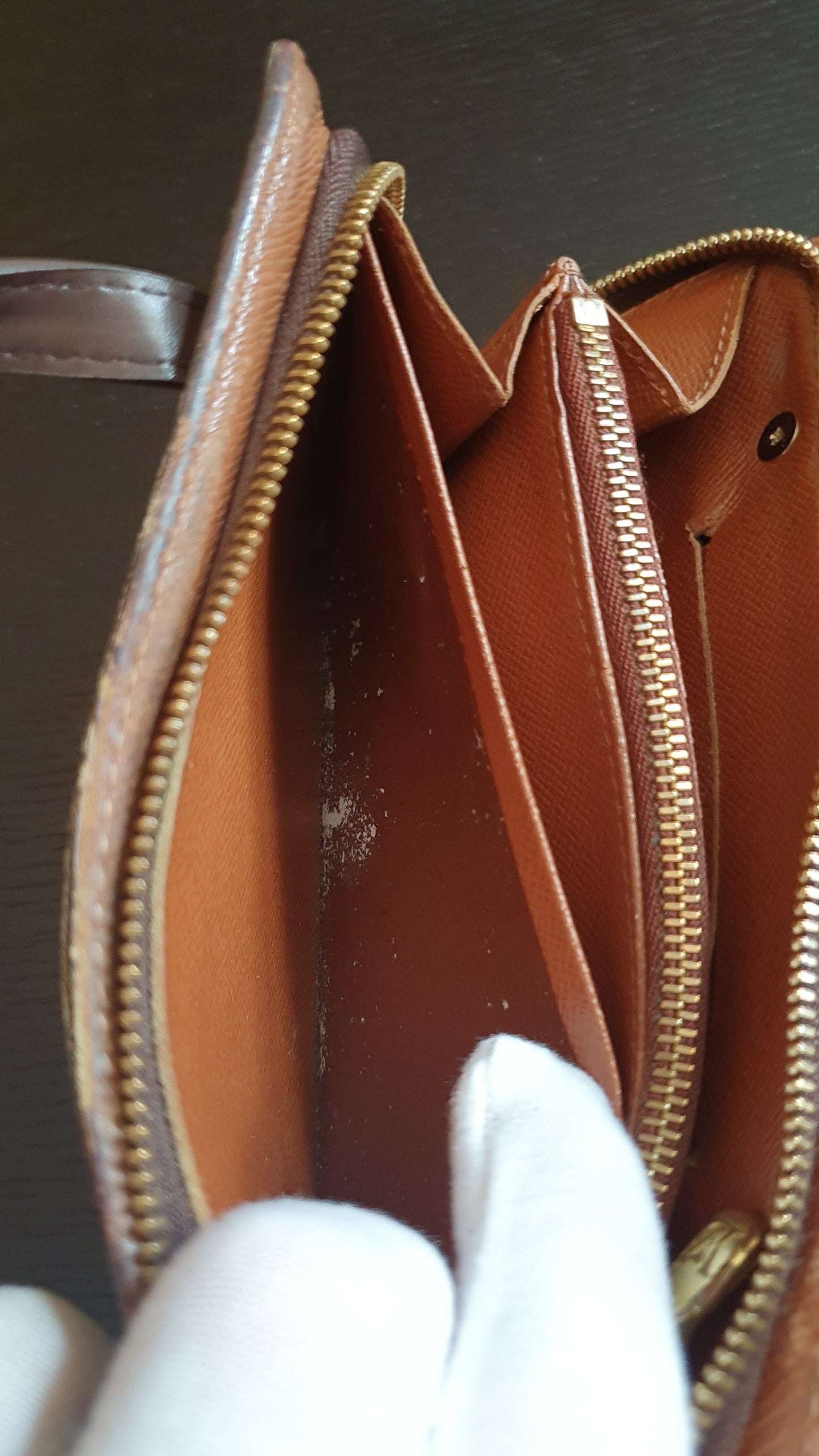 Authentic Vintage Louis Vuitton Upcycle Brown Monogram Zip Wallet with Two Handles