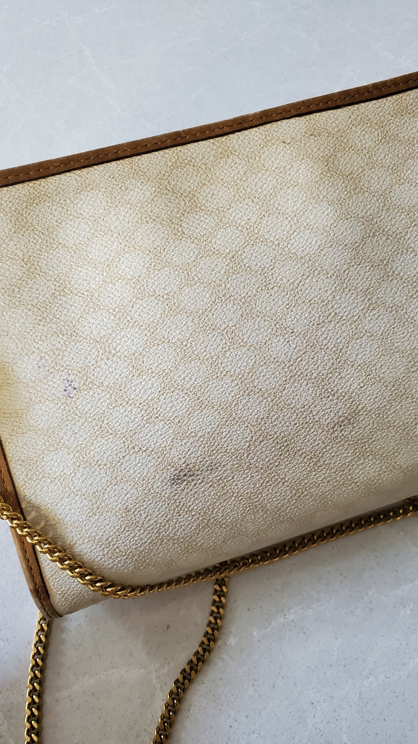Authentic Vintage Celine Upcycle White Purse on Chain