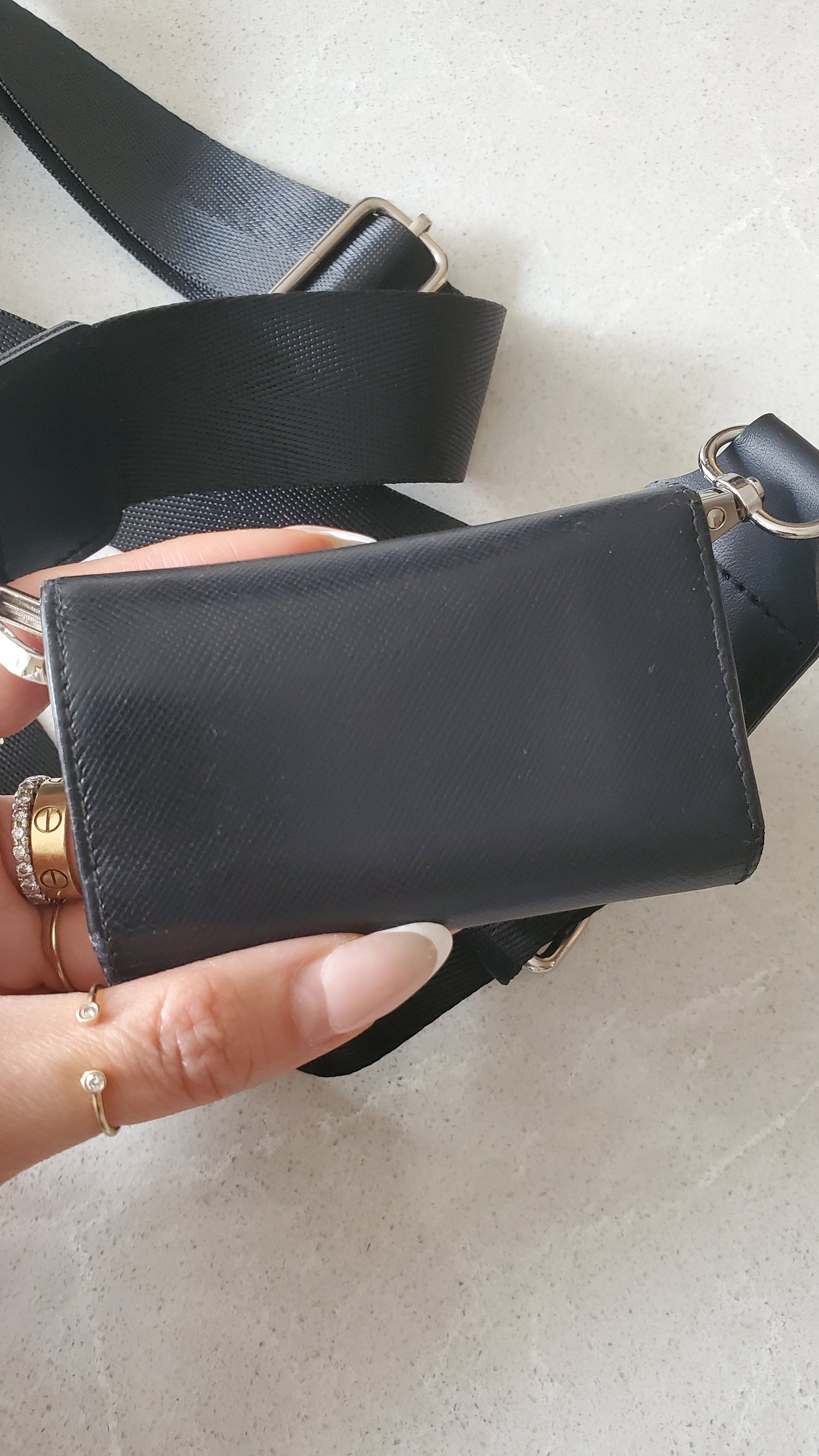 Authentic Prada Upcycle Black Small Keyholder with Strap