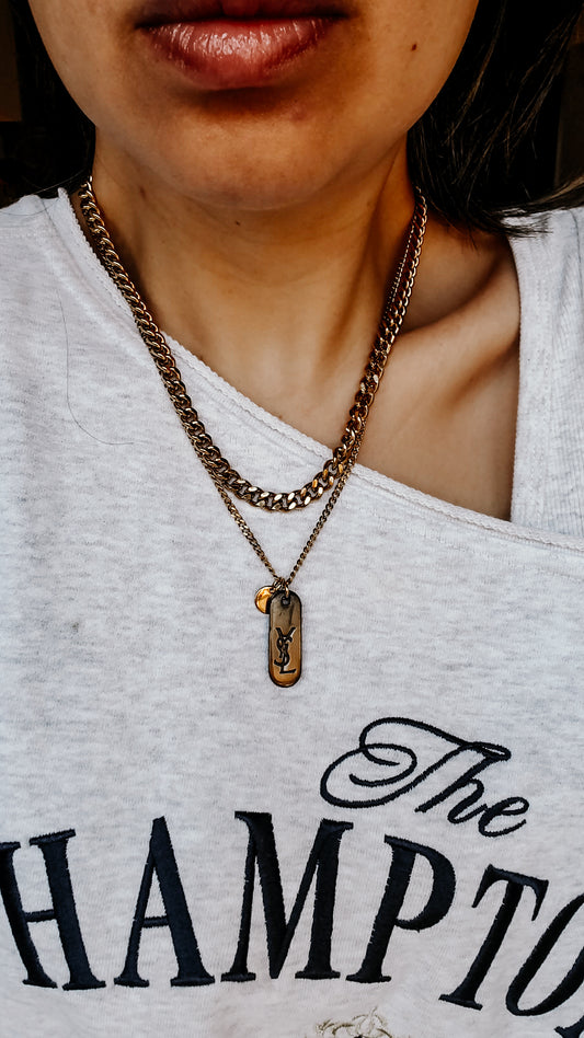 Authentic Yves Saint Laurent Upcycle Double Layers Necklace