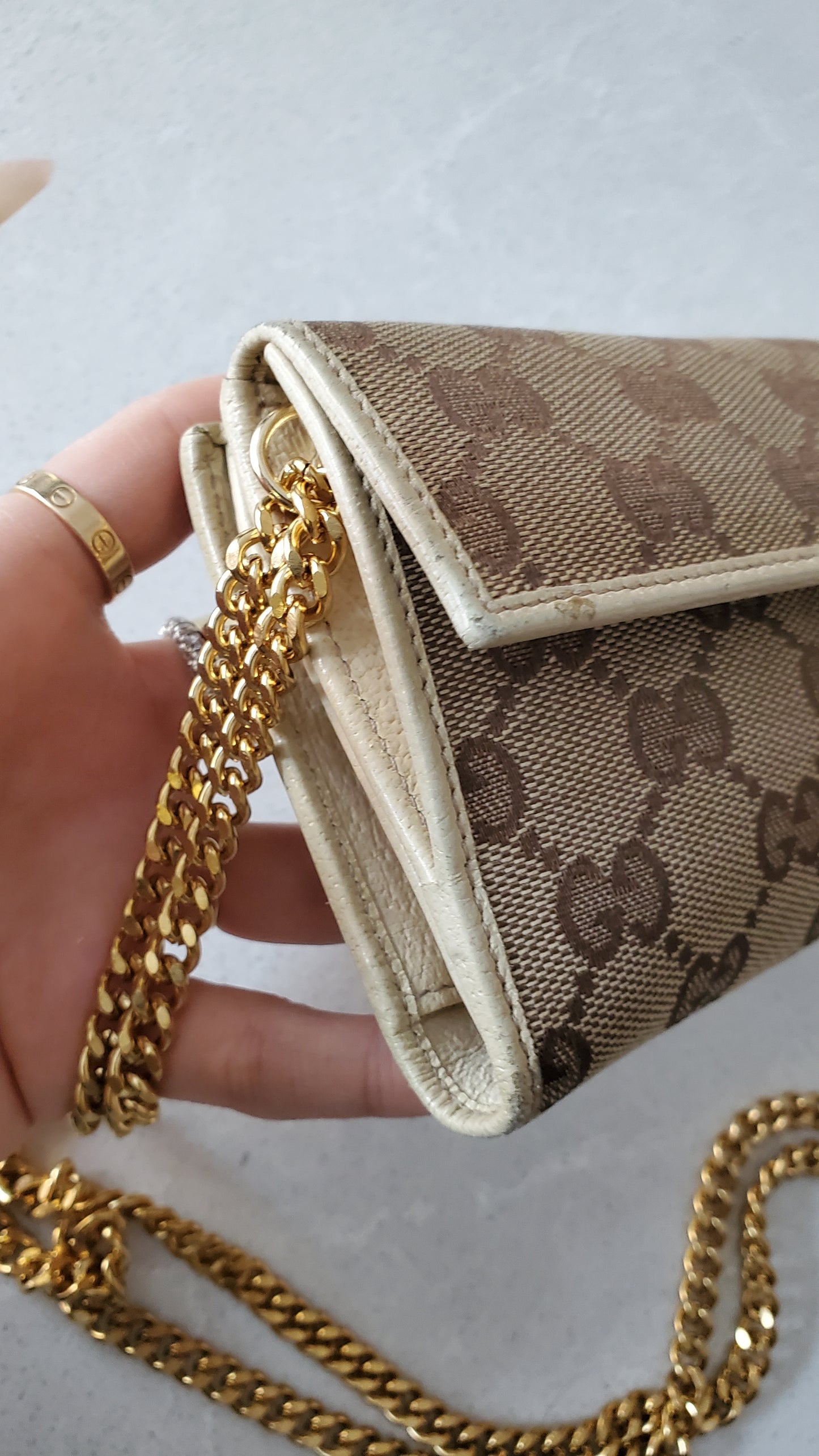 Authentic Gucci Upcycle Brown Wallet on Chain