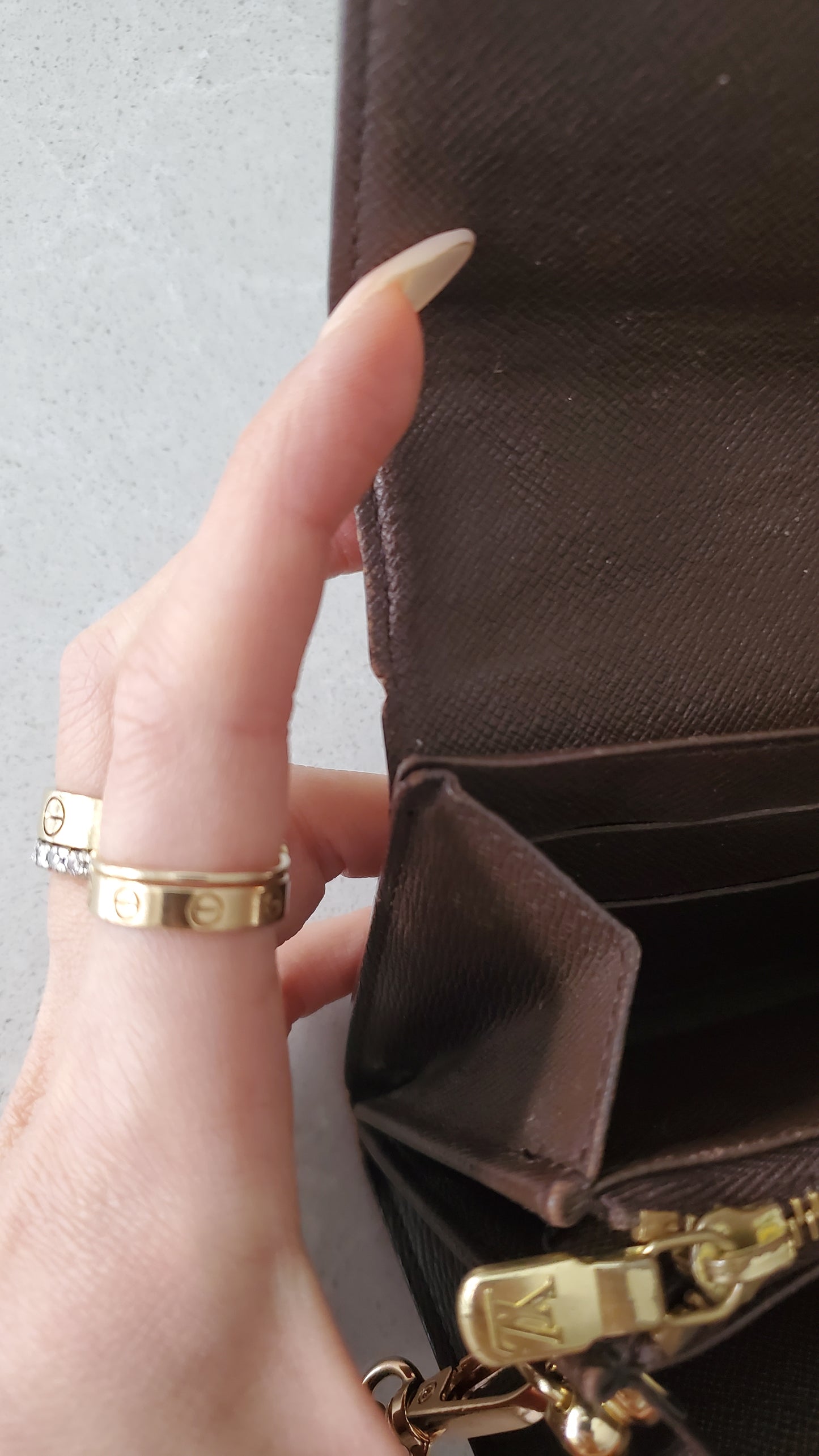 Authentic Vintage Louis Vuitton Brown Damier Upcycle Long Wallet with Strap