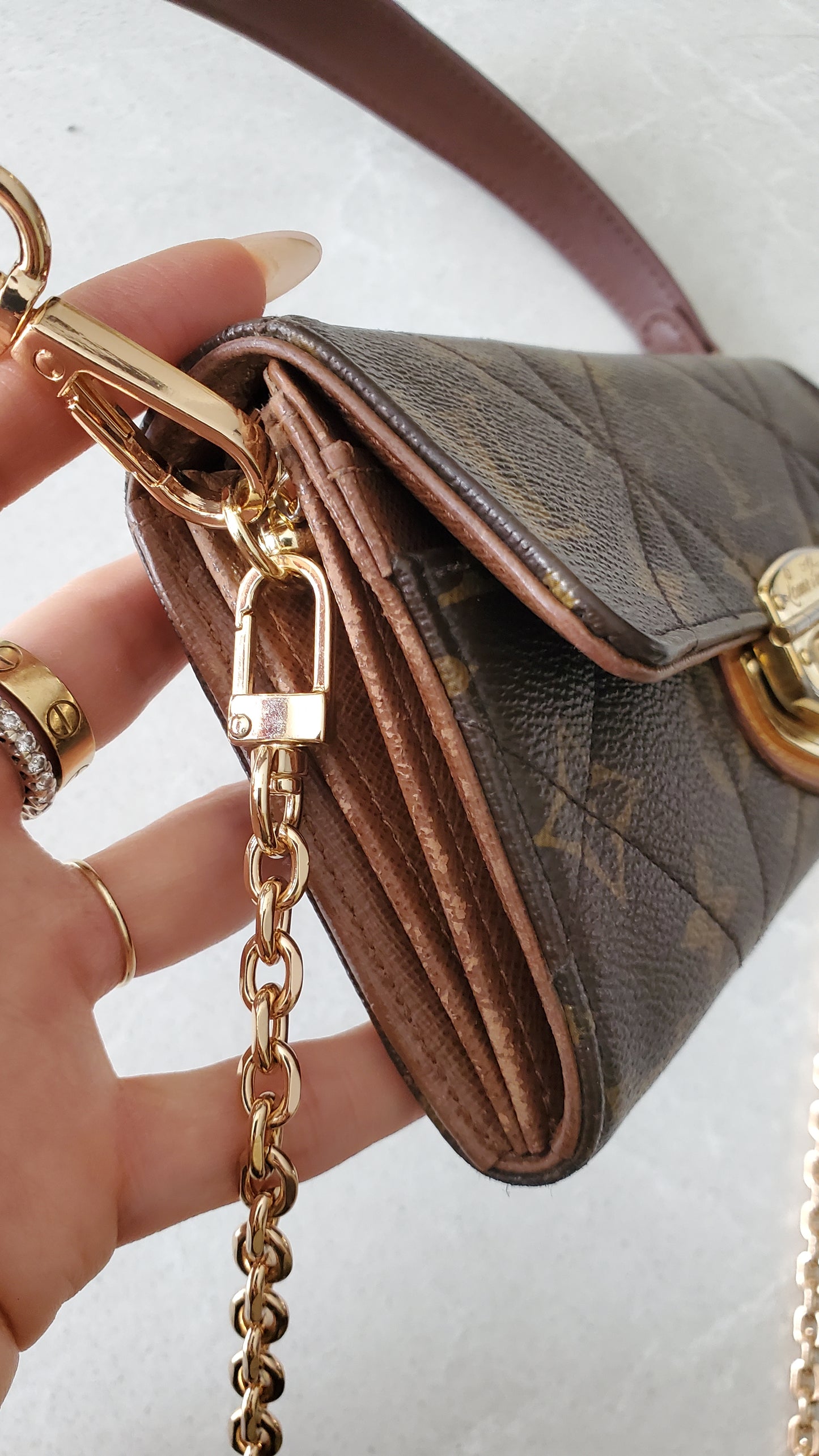 Authentic Louis Vuitton (2011) Upcycle Wallet on Chain & Strap