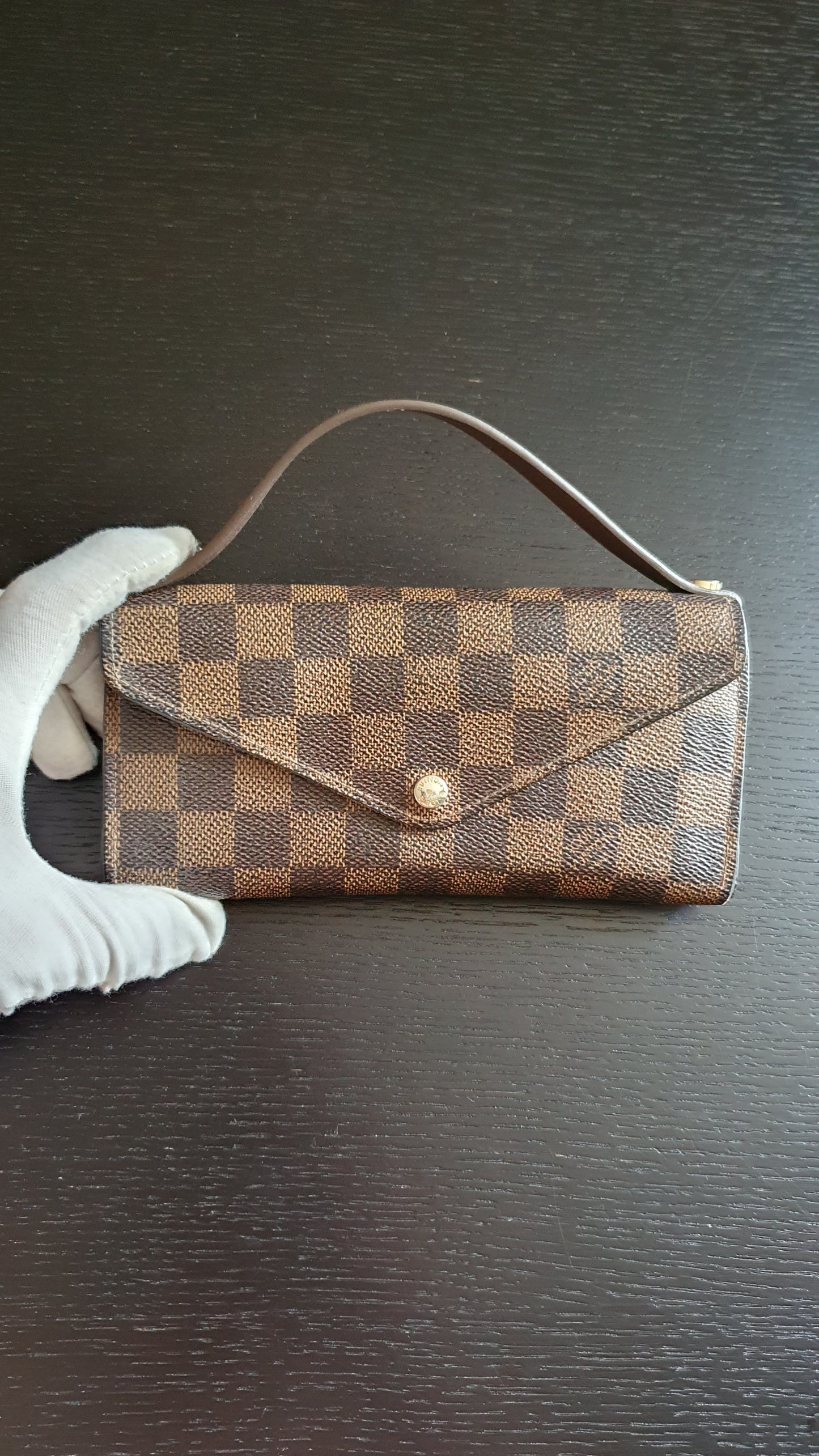 Authentic Louis Vuitton (2) Upcycle Brown Damier Wallet with Straps