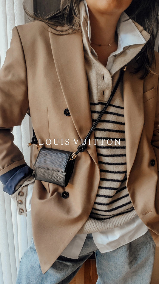 Authentic Vintage Louis Vuitton Upcycle Black Epi Small Wallet on Strap