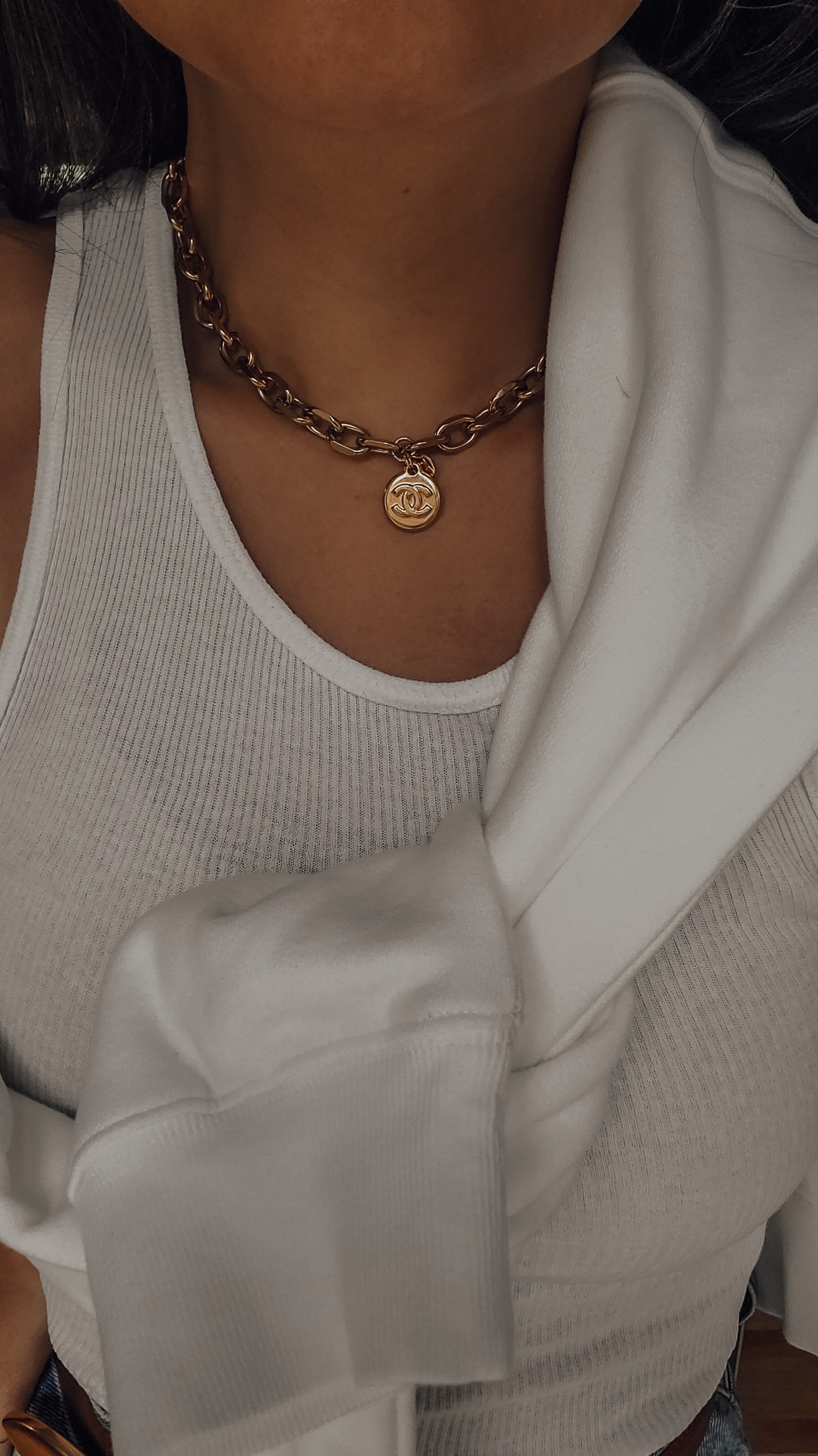 Authentic Vintage Chanel Upcycle Gold Chunky Chain Necklace