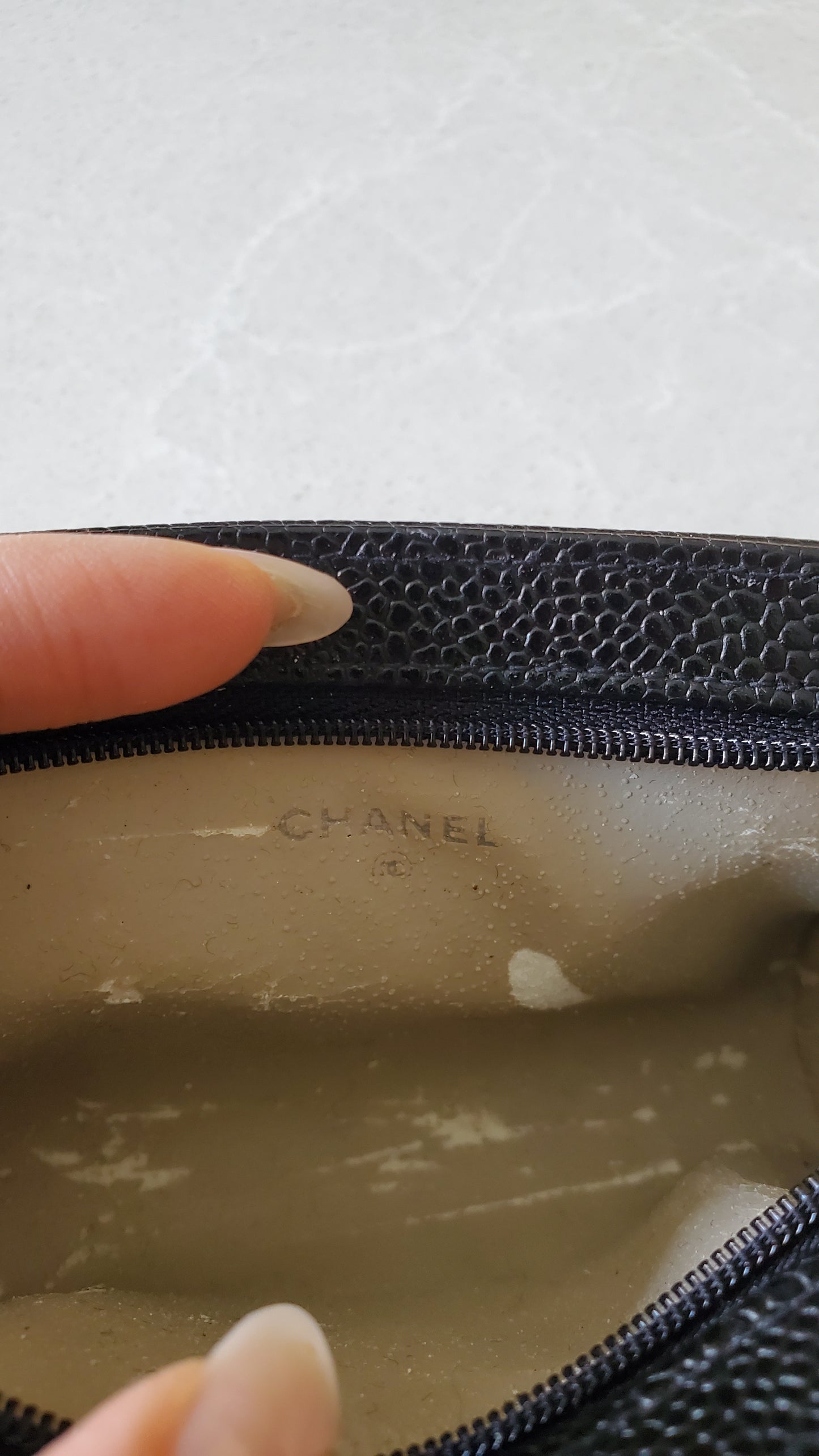 Authentic Chanel Black Caviar Leather Pouch