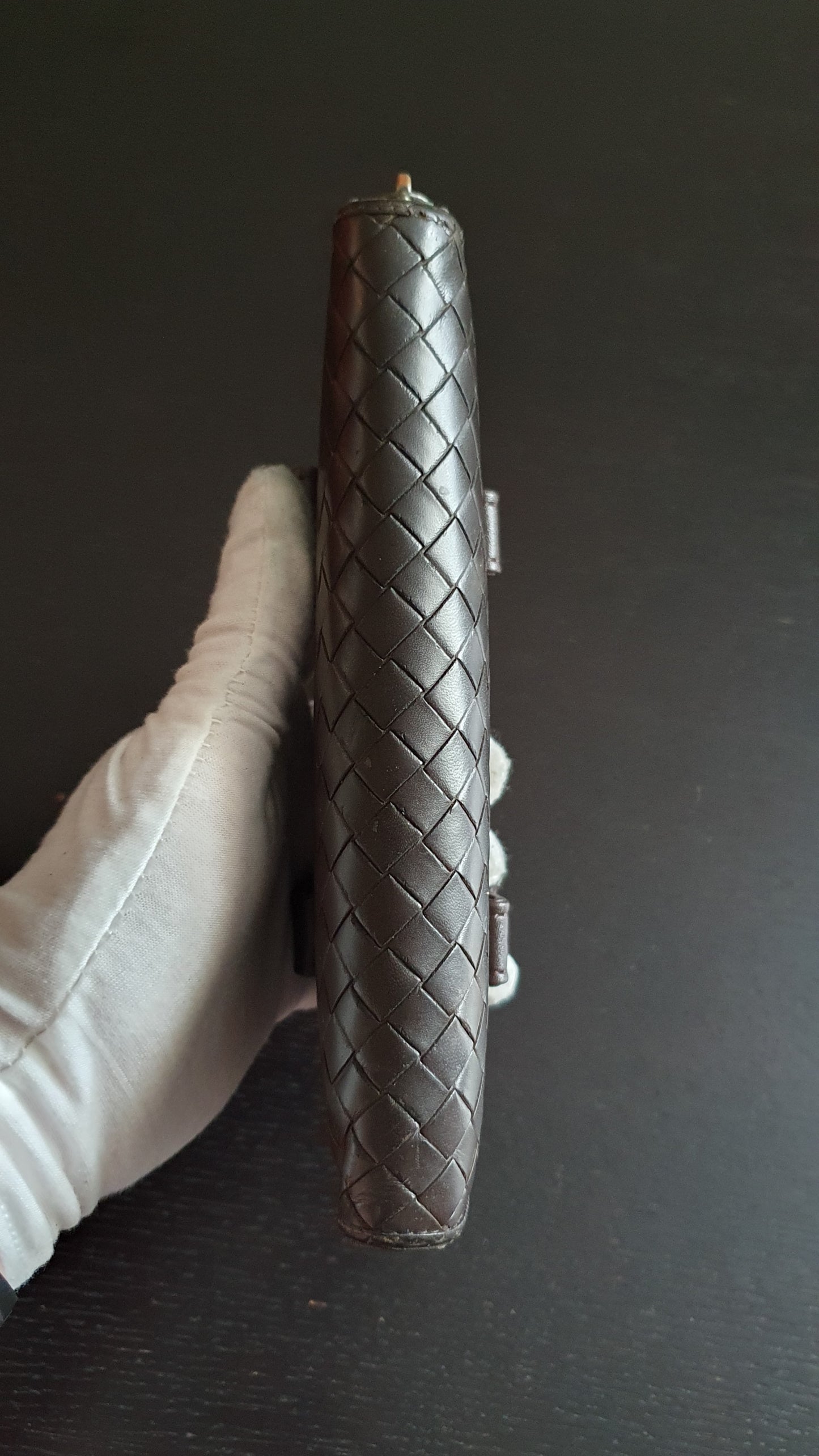 Authentic Bottega Veneta Upcycle Brown Zip Wallet with Two Handles
