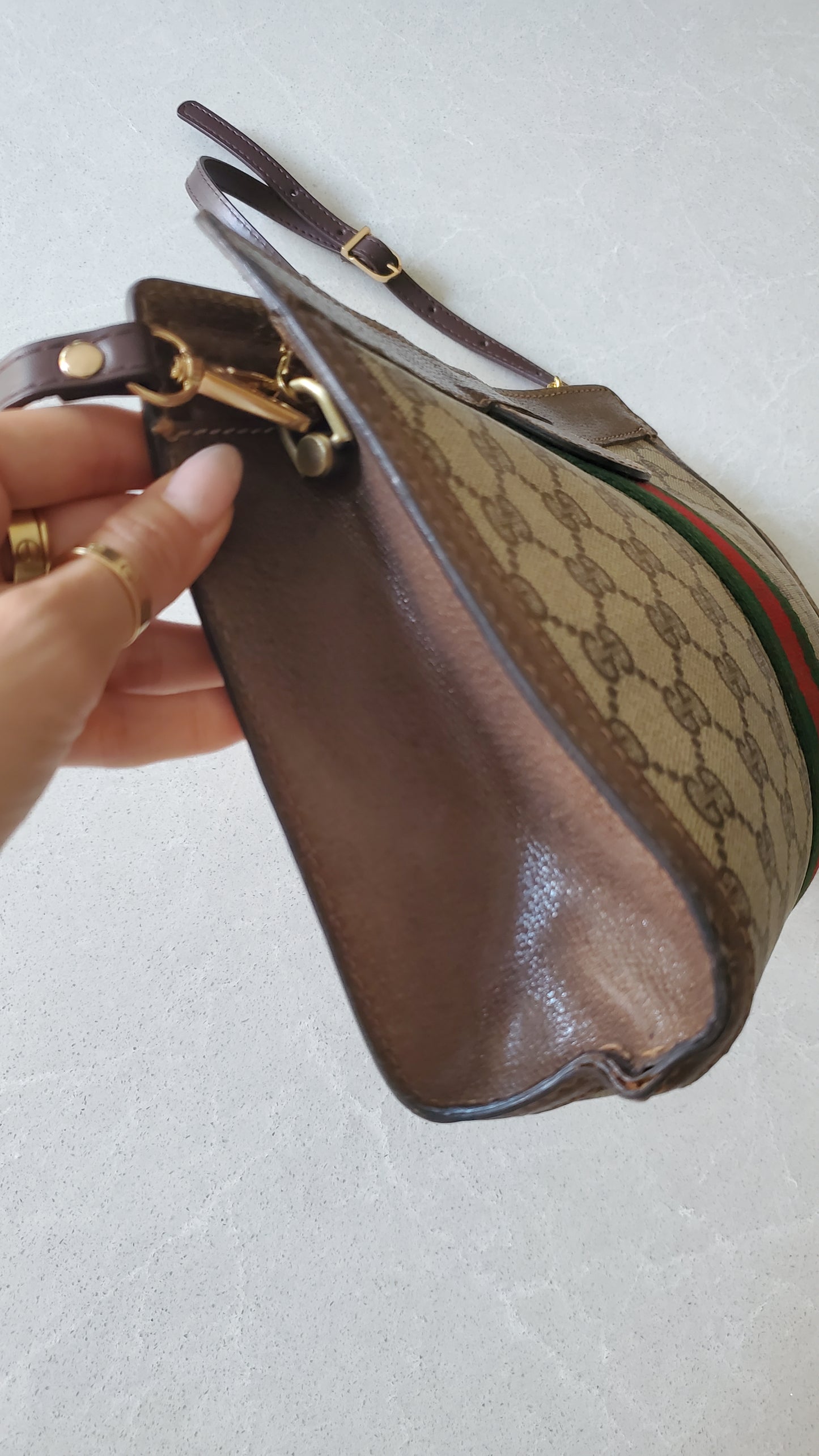 Authentic Vintage Gucci Upcycle Purse on Strap and Chain