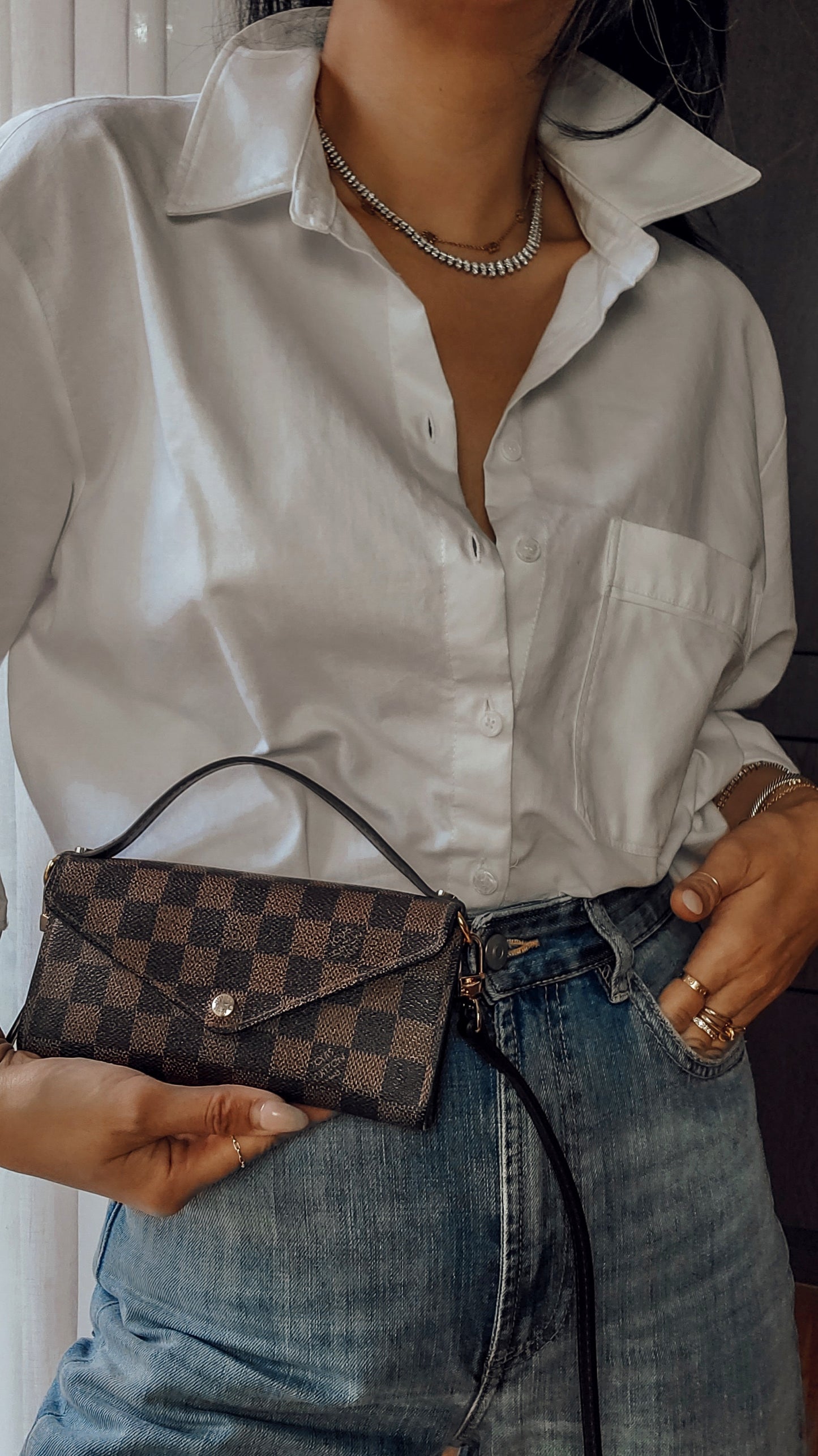 Authentic Louis Vuitton (2) Upcycle Brown Damier Wallet with Straps