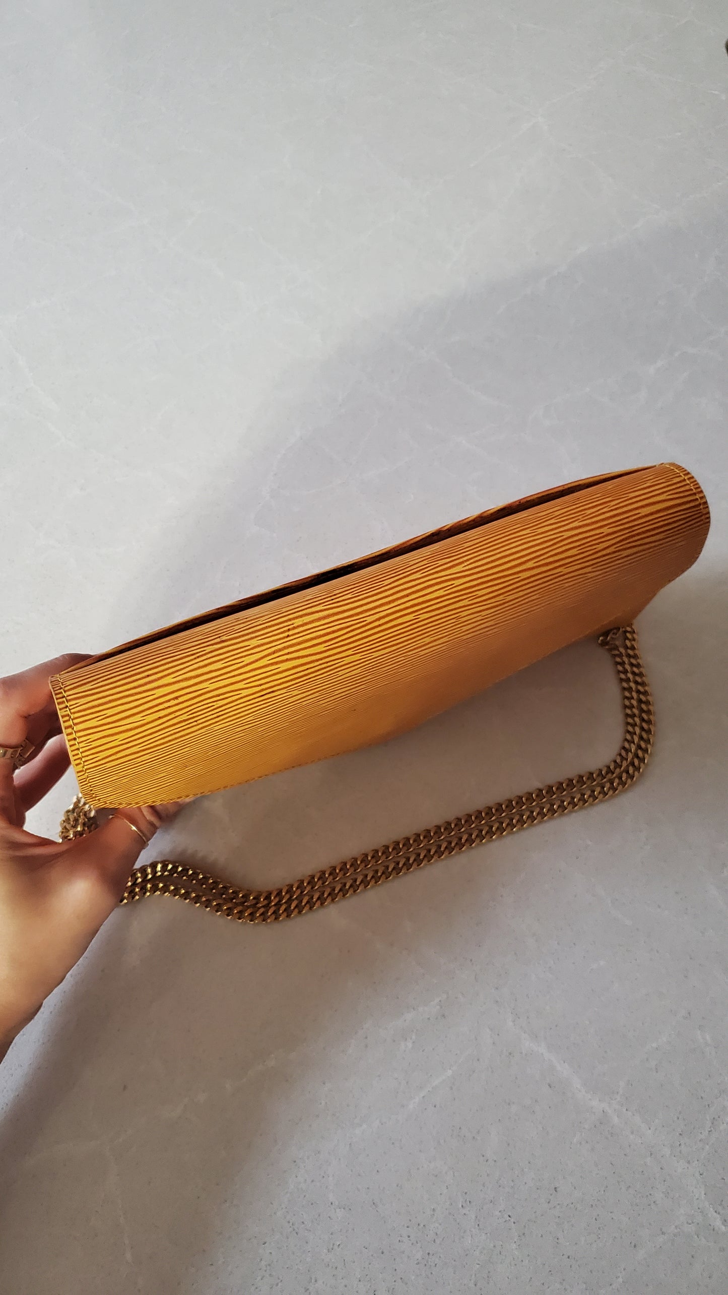 Authentic Vintage Louis Vuitton Upcycle Yellow Epi Purse on Chains