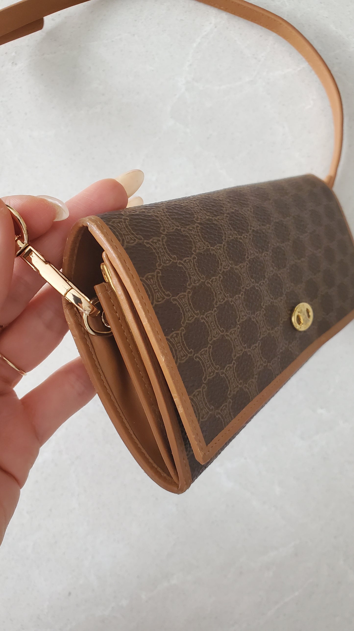 Authentic Vintage Celine Upcycle Shoulder Wallet with Strap