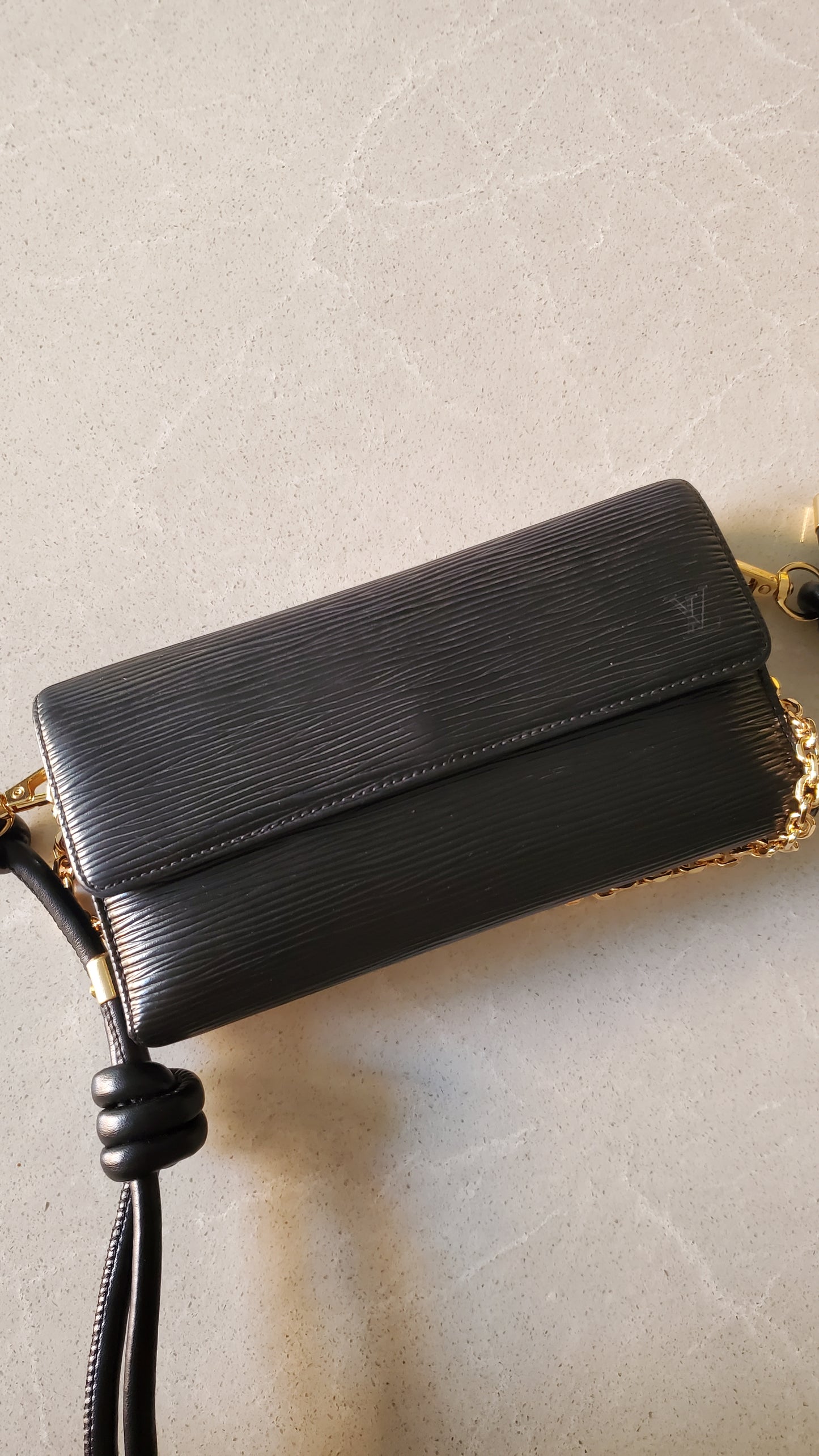 Authentic Louis Vuitton Upcycle Long Black Epi Wallet on Strap & Chain