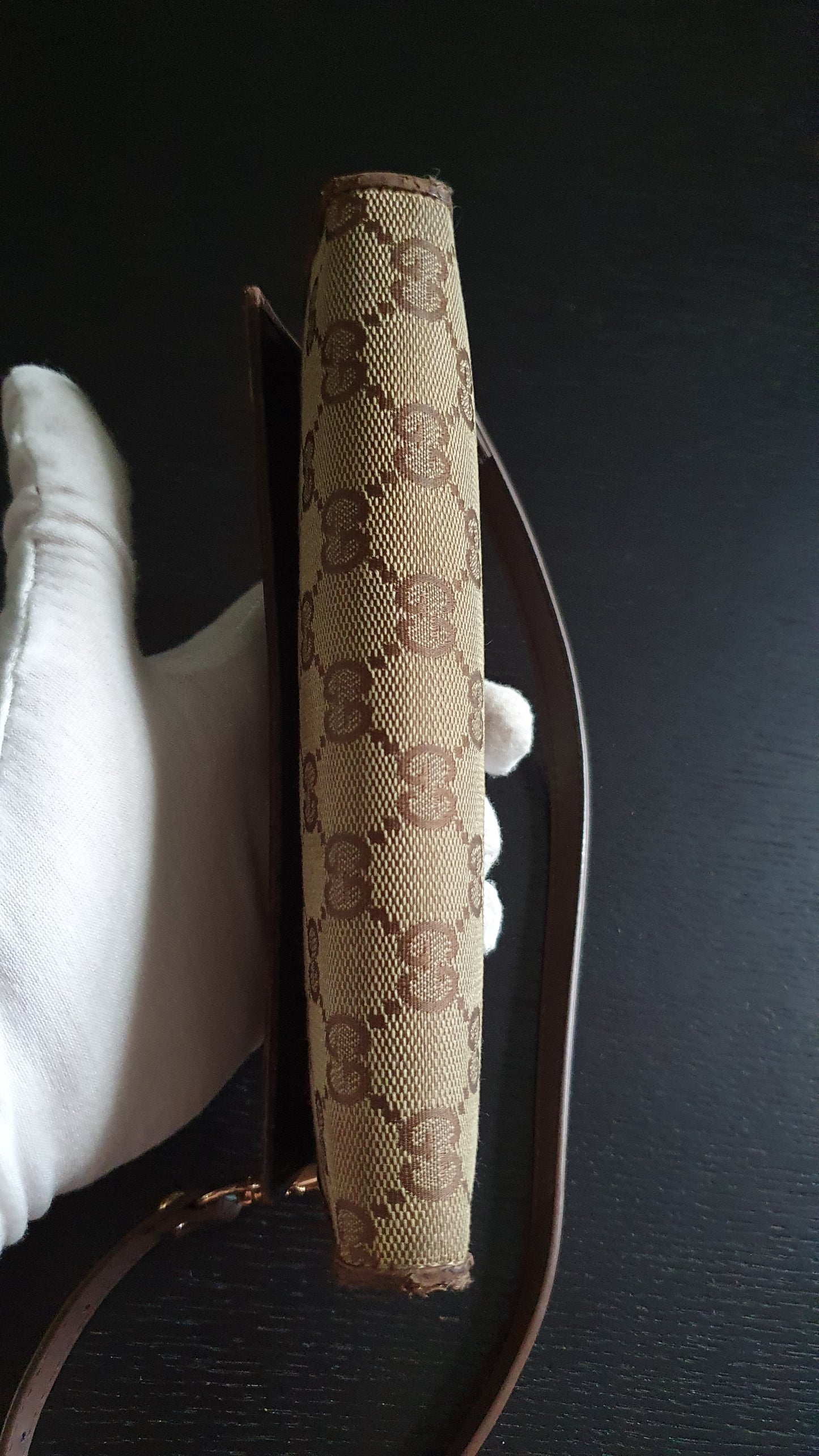 Authentic Gucci Upcycle Brown Wallet with Shoulder Strap