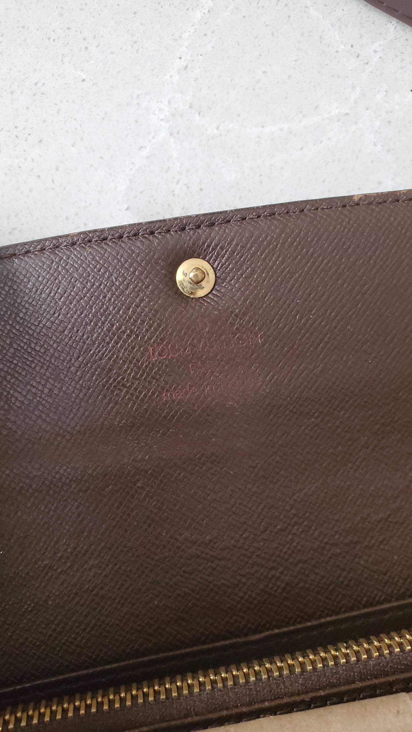 Authentic Vintage Louis Vuitton Brown Damier Upcycle Long Wallet with Strap