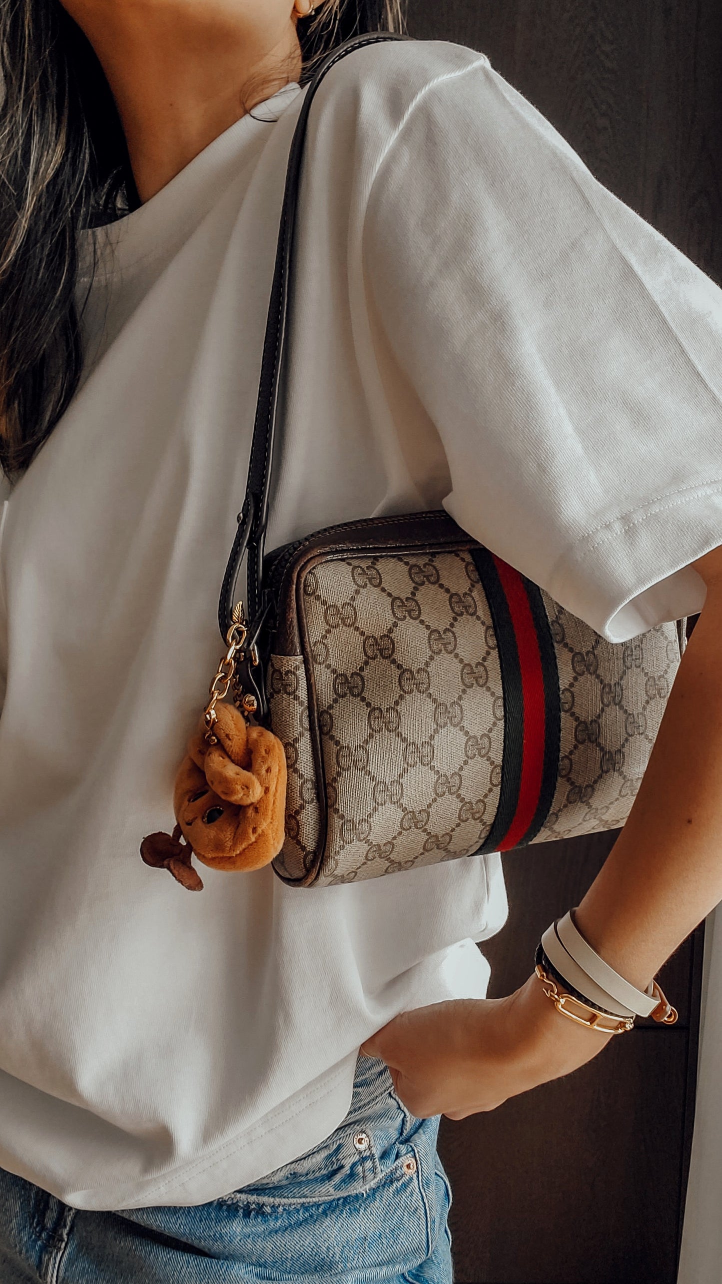 Authentic Vintage Gucci Upcycle (Brown) Shoulder Purse with Strap