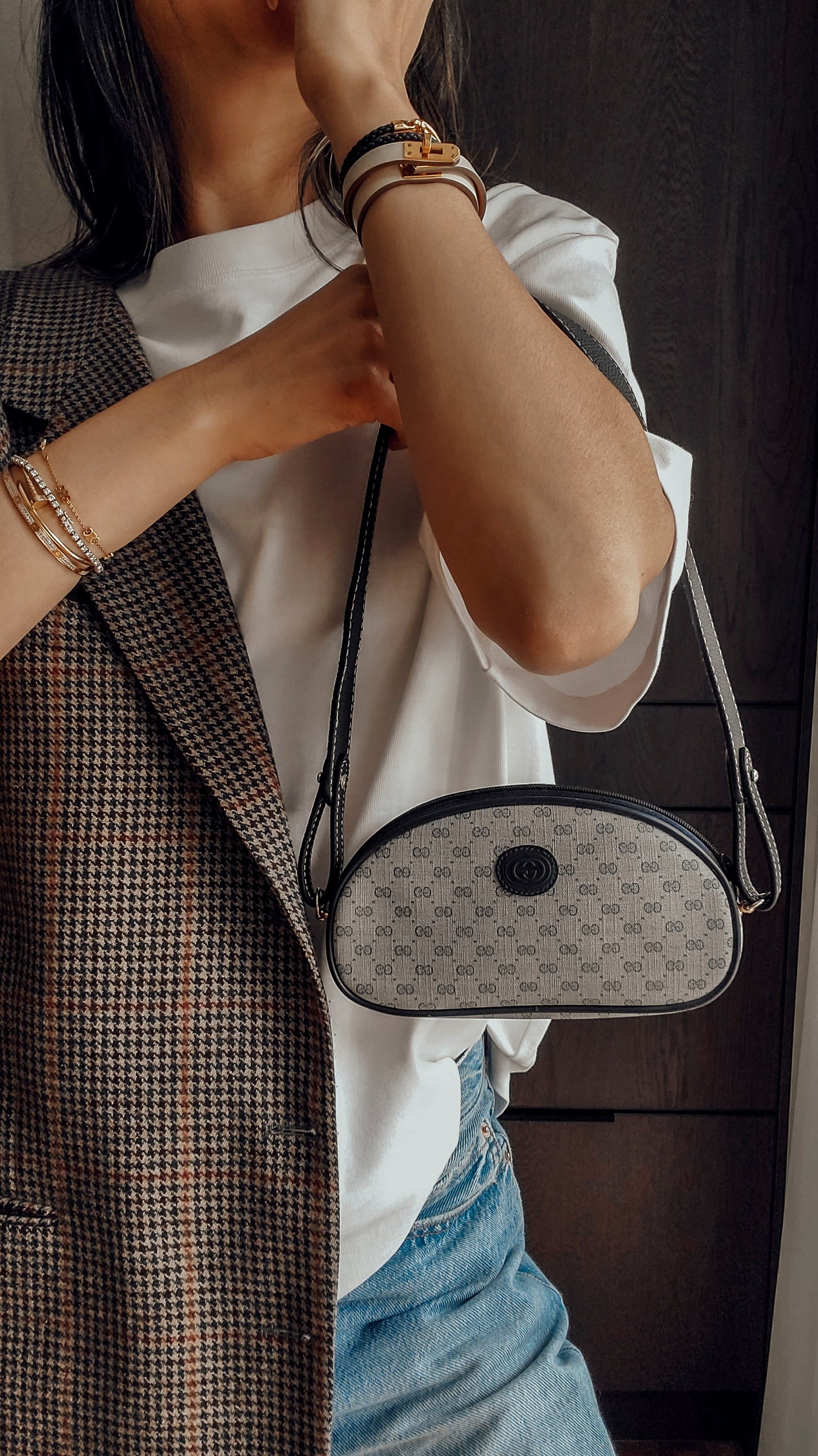 *Rare* Authentic Vintage Gucci Upcycle Shoulder Moon Purse with Strap