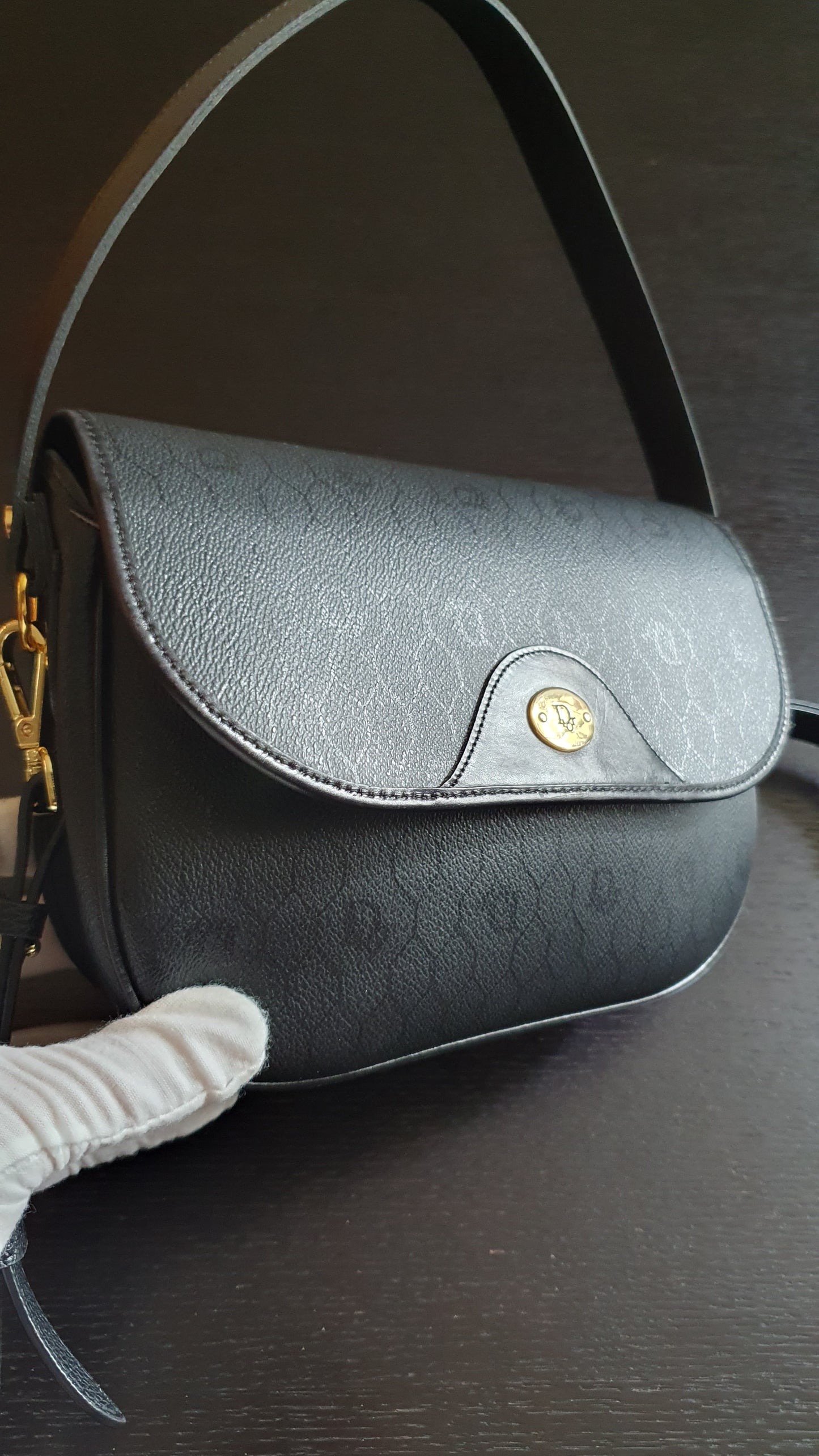 Authentic Vintage Dior Upcycle Black Purse with Chain & Strap