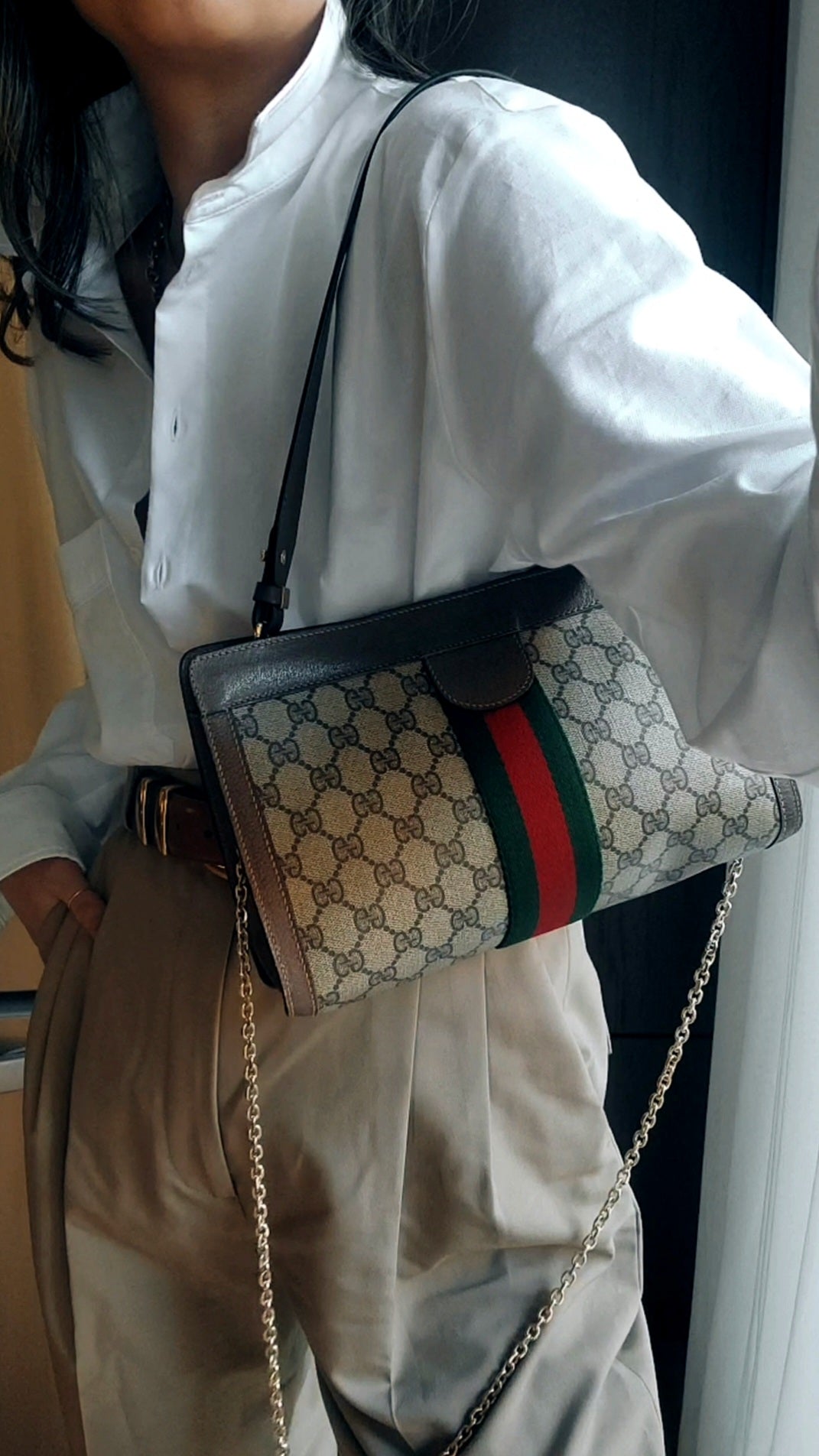 Authentic Vintage Upcycle Gucci Bag on Strap & Chain