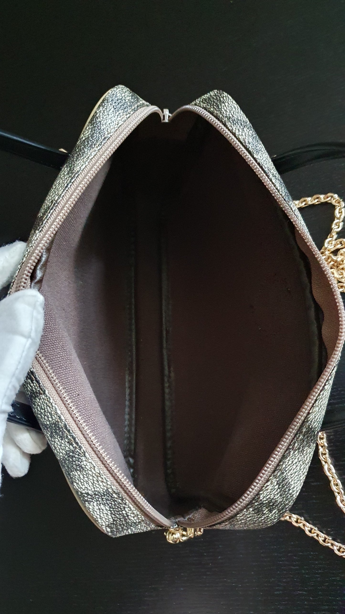 Authentic Vintage YSL Yves Saint Laurent Upcycle Print Purse with Handle Straps & Chain