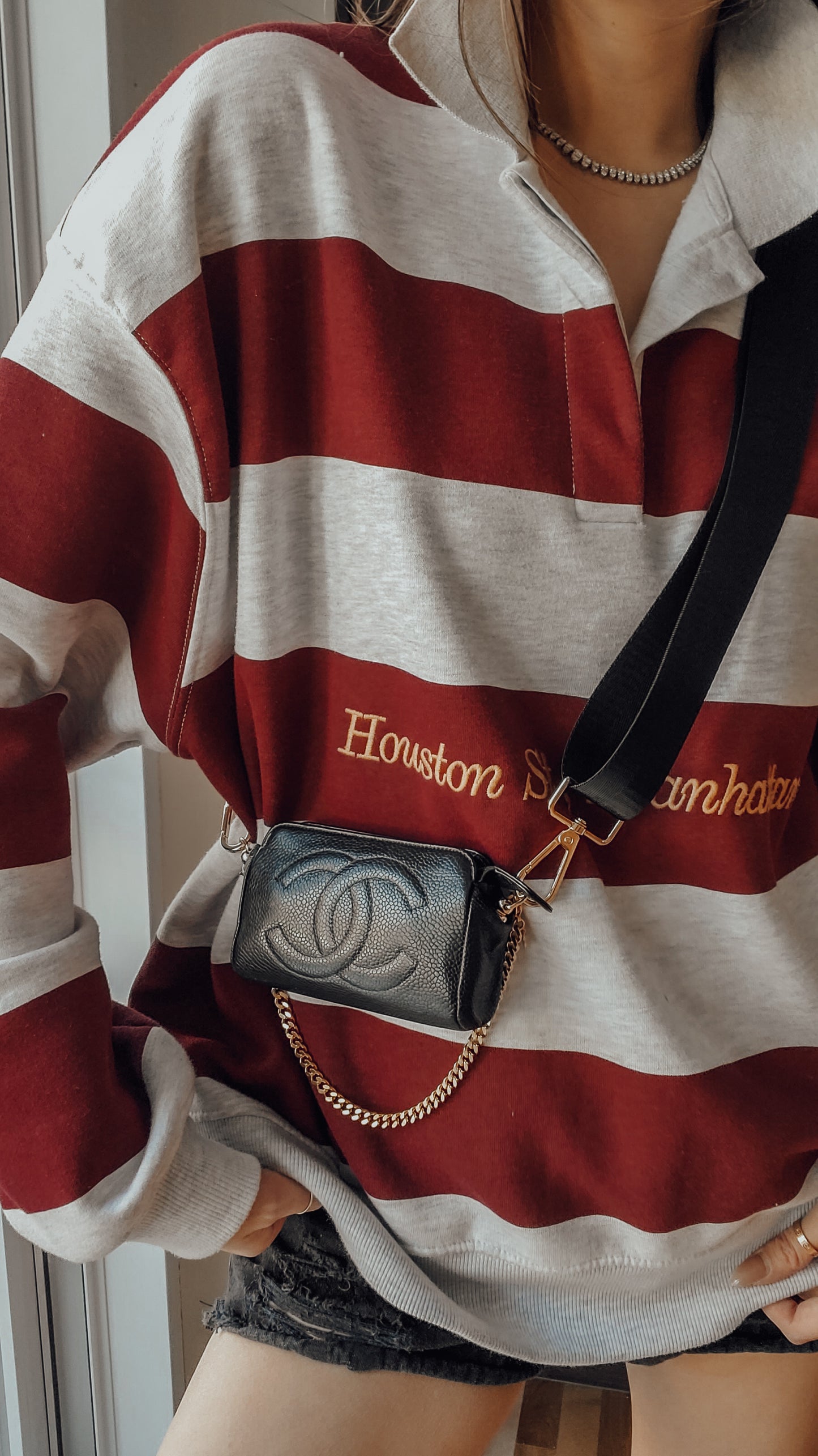 Authentic Chanel Upcycle Black Caviar Small Pouch on Chain & Strap