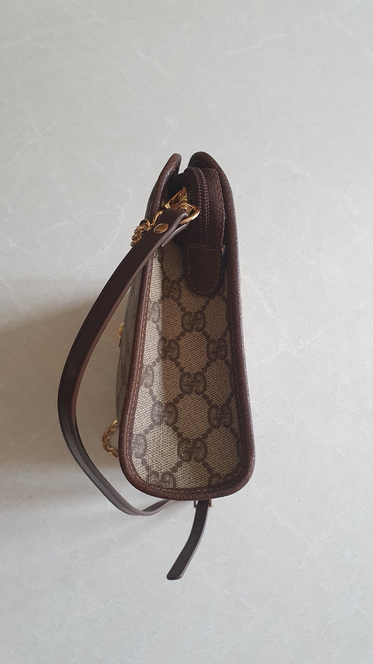 Authentic Vintage Gucci Upcycle Brown Purse with Straps and Chain