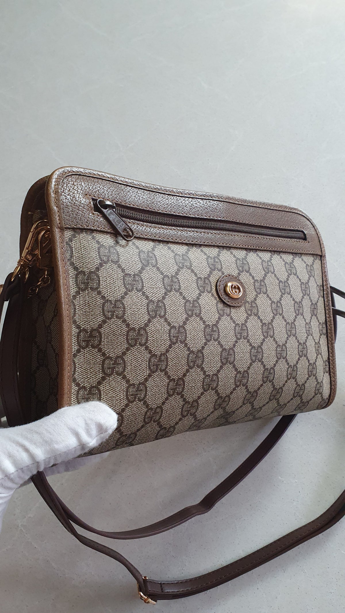 Authentic Vintage Gucci Upcycle Brown Purse with Straps and Chain