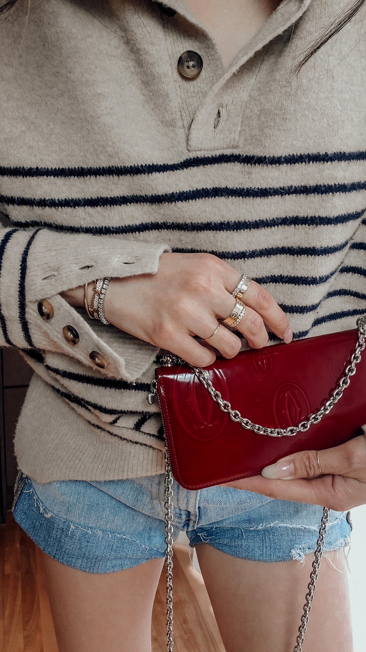 Authentic Vintage Cartier Upcycle Long Zip Wallet with Chains