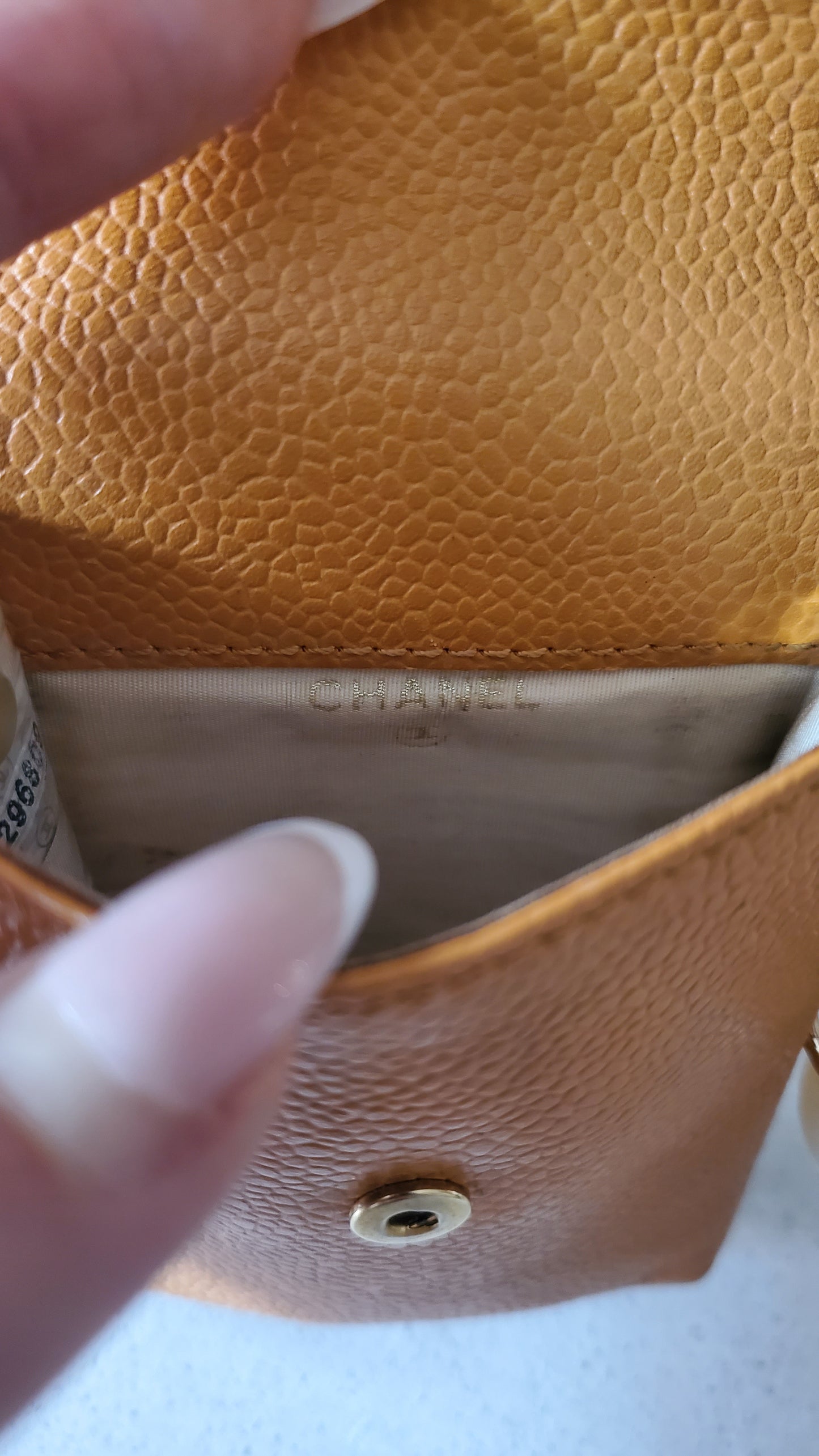 *Rare* Authentic Vintage Chanel Upcycle Yellow Caviar Pouch on Chain (2 chain options)