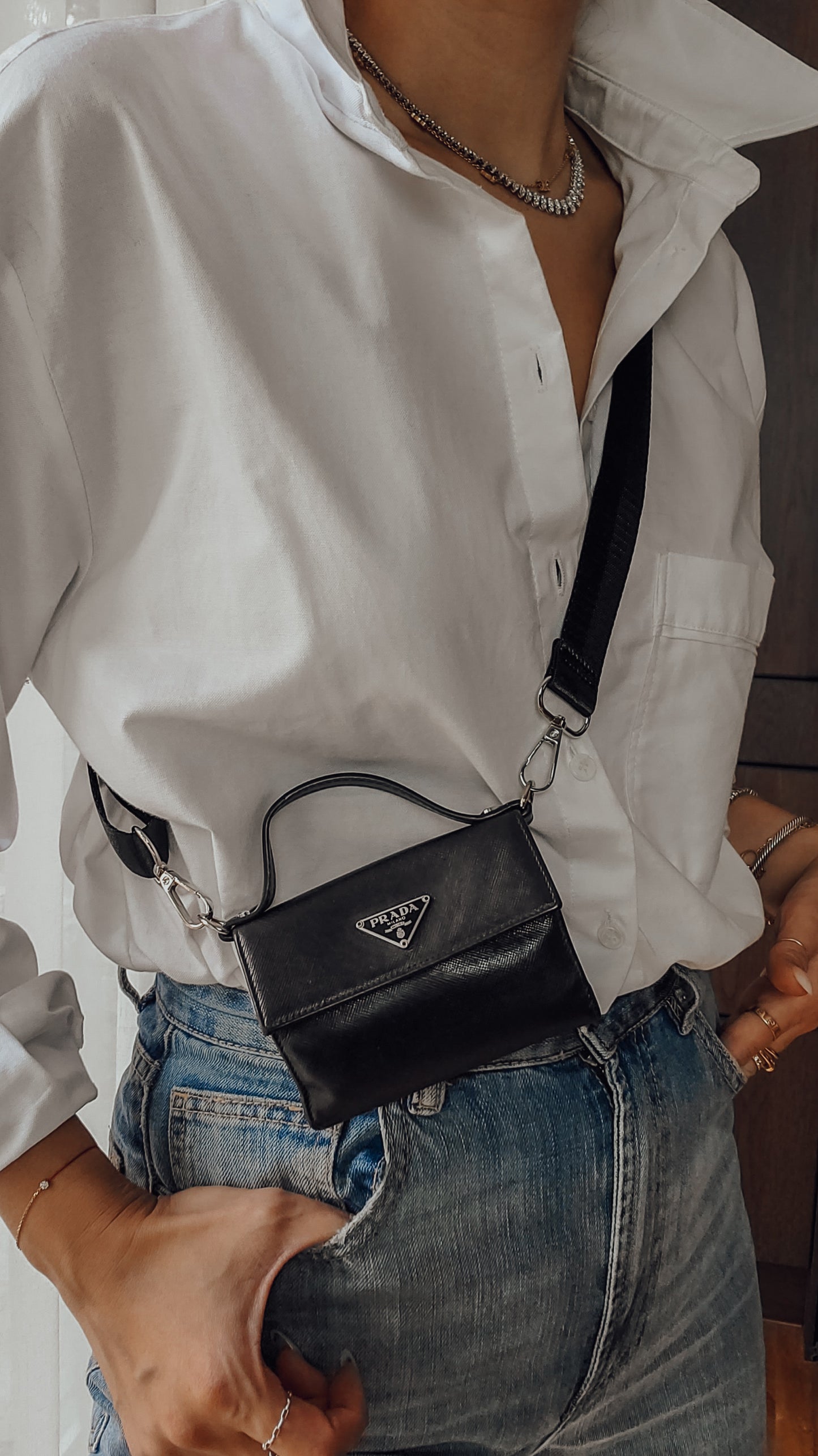 Authentic Prada Upcycle Black Wallet with Straps