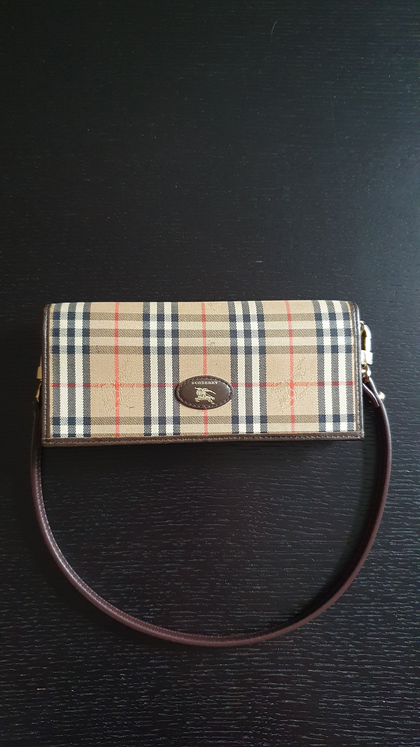 Authentic Burberry Upcycle Flap Wallet with Shoulder Strap