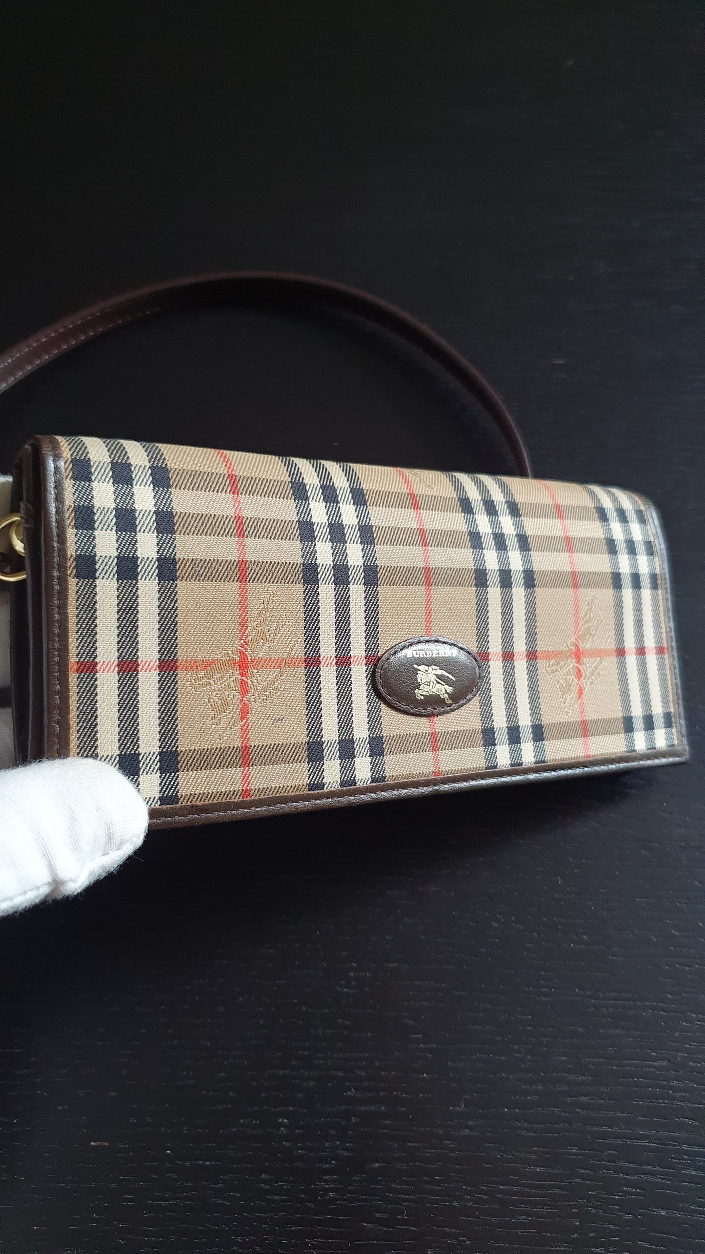 Authentic Burberry Upcycle Flap Wallet with Shoulder Strap