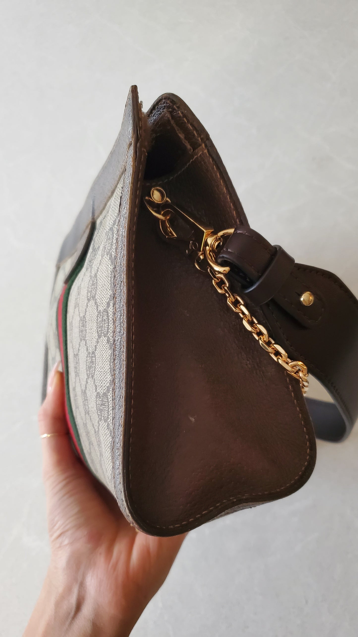 Authentic Vintage Upcycle Gucci Bag on Strap & Chain