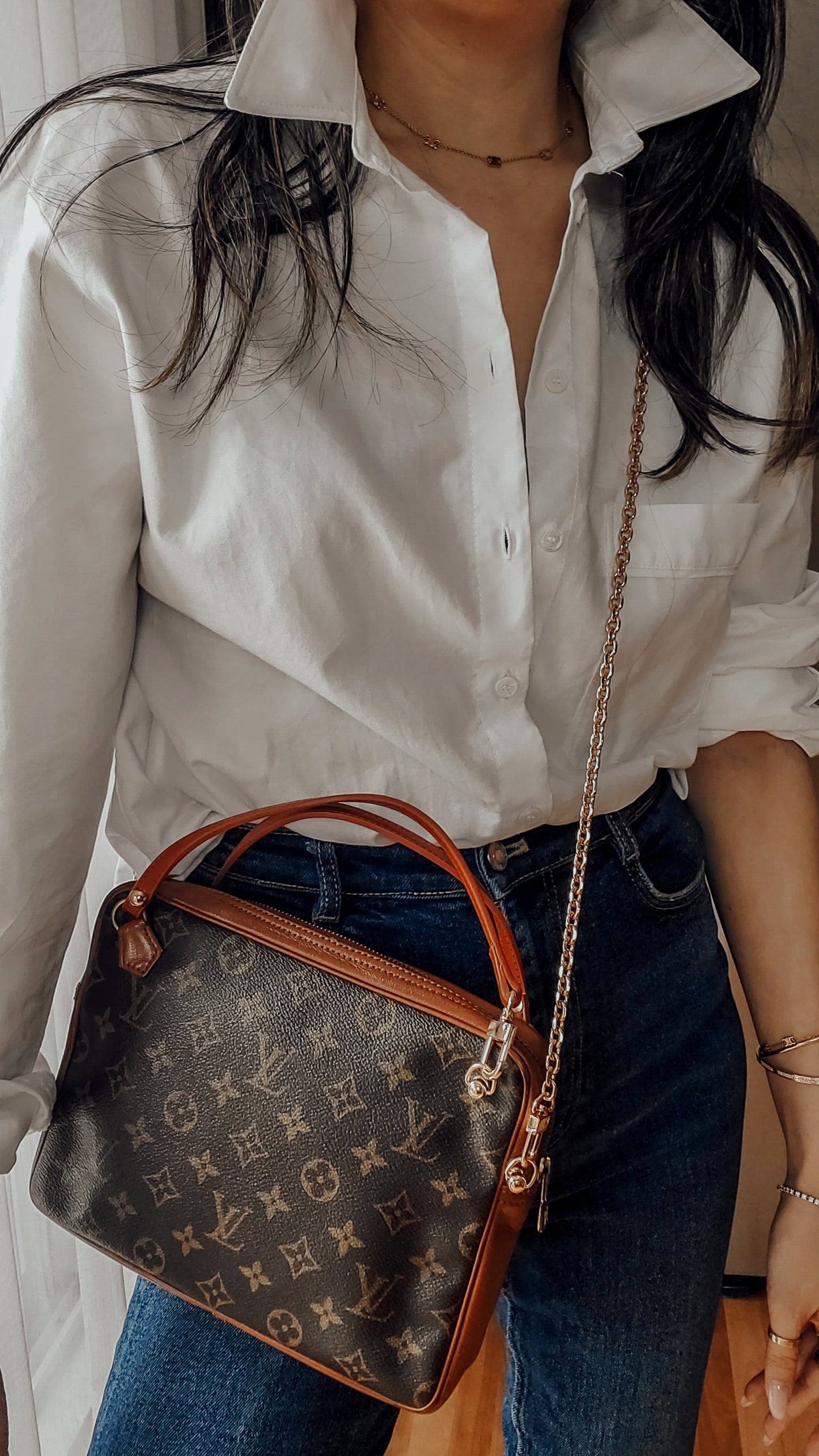 Authentic Vintage Louis Vuitton Upcycle Purse with Strap & Chain