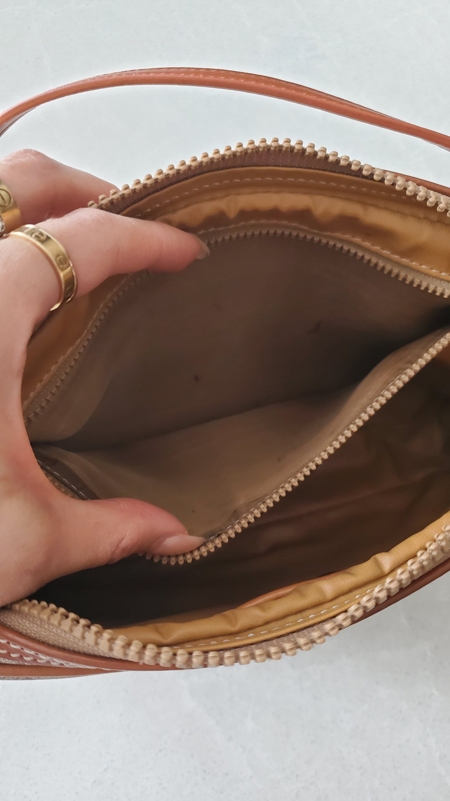 Authentic Vintage Celine Upcycle Tan Shoulder Purse with Chain & Strap