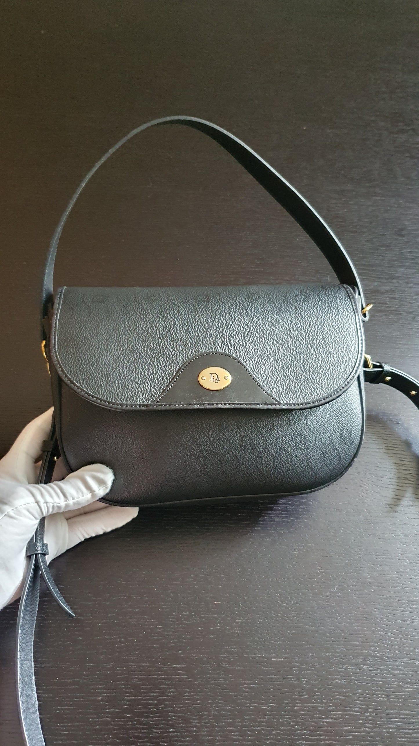 Authentic Vintage Dior Upcycle Black Purse with Chain & Strap