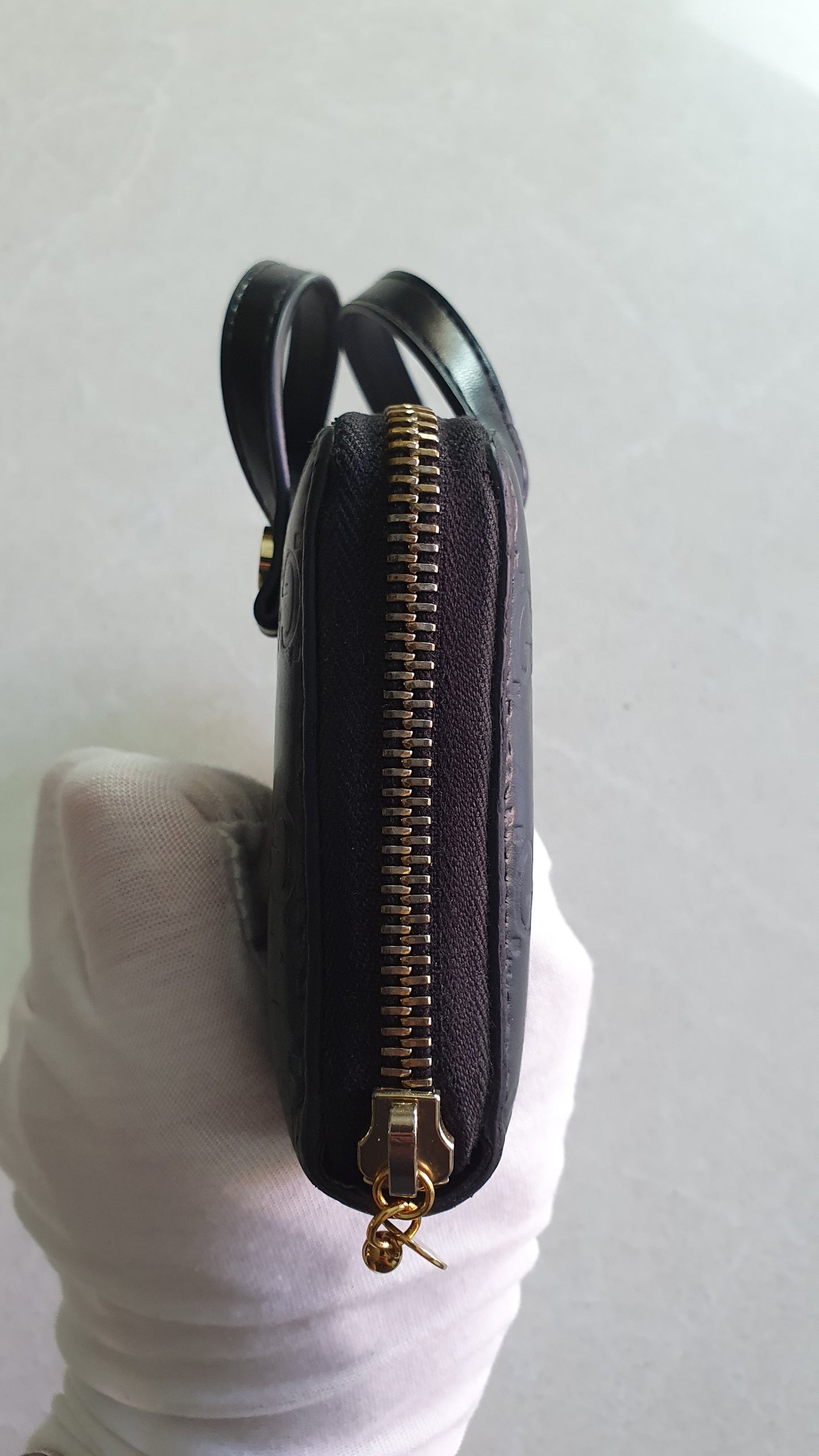 Authentic Gucci Upcycle Black Zip-Up Wallet with Two Handles
