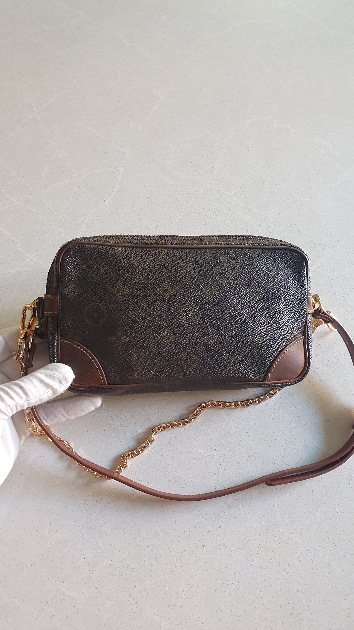 Authentic Vintage Louis Vuitton Upcycle Shoulder Purse with Strap & Chain