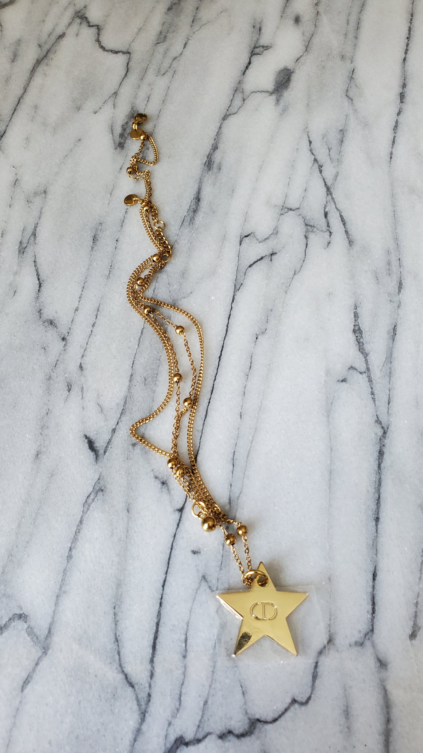 Authentic Dior (Star) Upcycle Gold Beads Layers Necklace