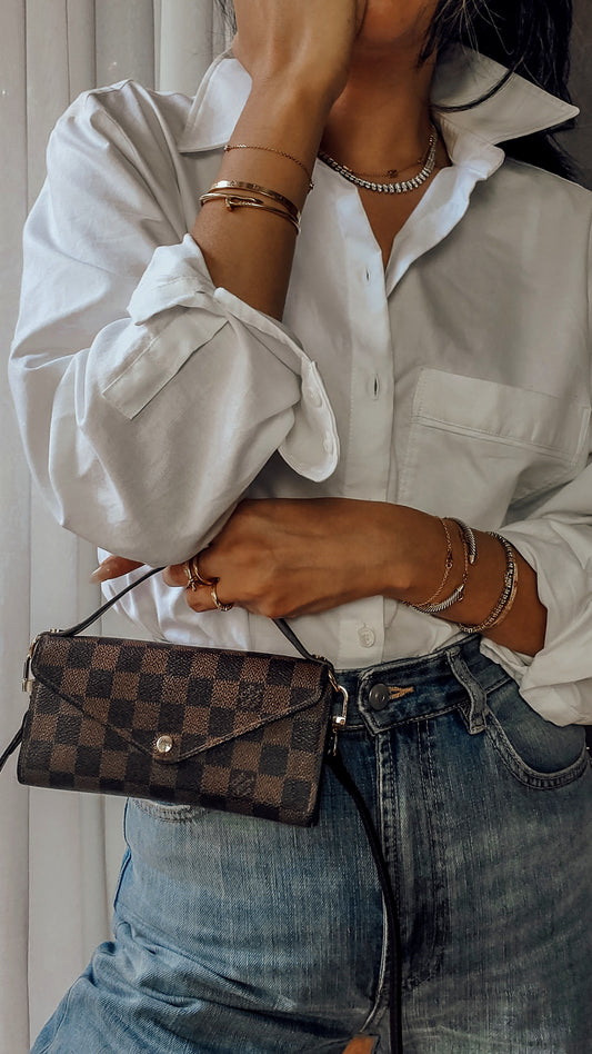 Authentic Louis Vuitton (2) Upcycle Brown Damier Wallet with Straps