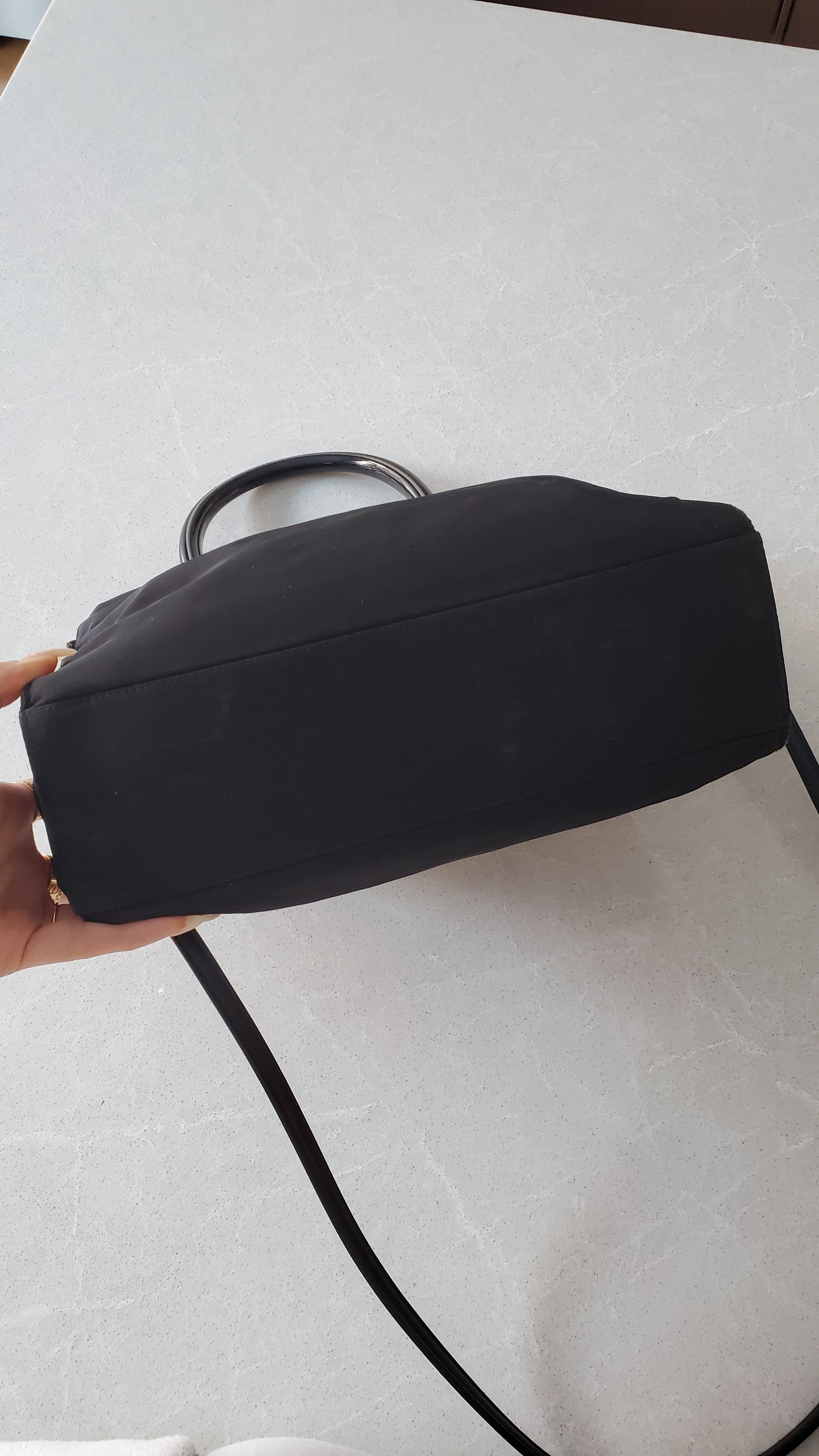 Authentic Prada Upcycle Black Nylon Tote Bag with Strap