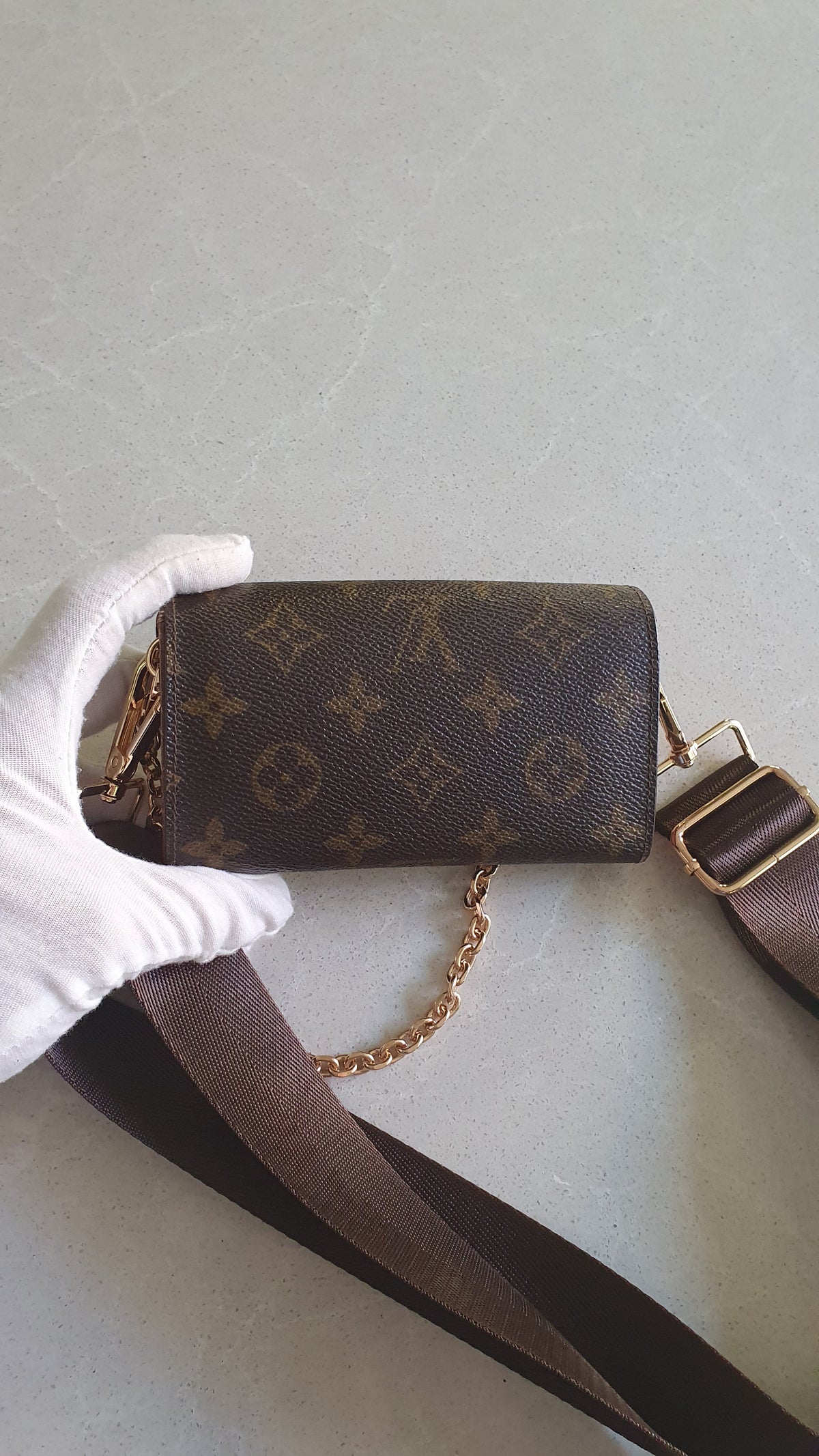 Authentic Vintage Louis Vuitton Upcycle Small Wallet (2) with Strap and Chain