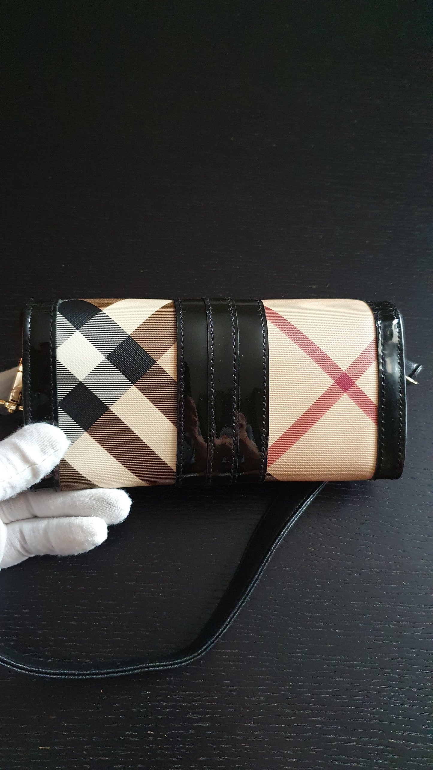 Authentic Burberry Upcycle Flap Wallet with Shoulder Strap