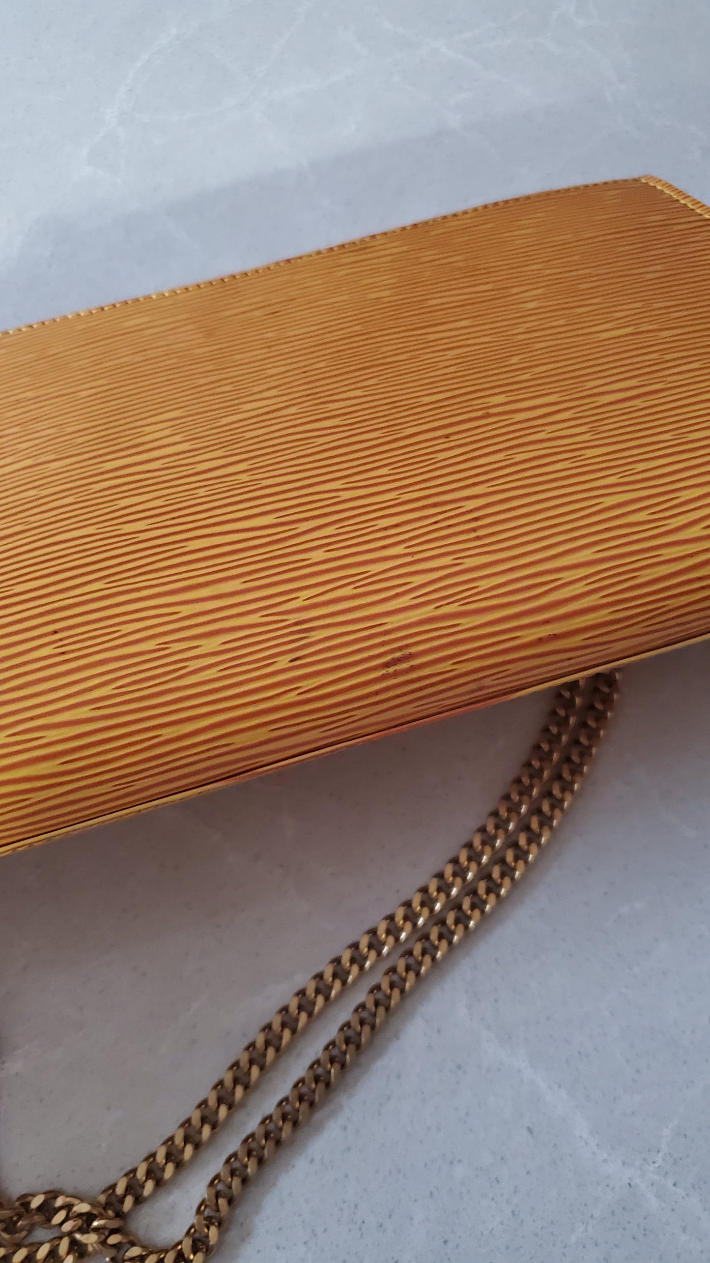 Authentic Vintage Louis Vuitton Upcycle Yellow Epi Purse on Chains